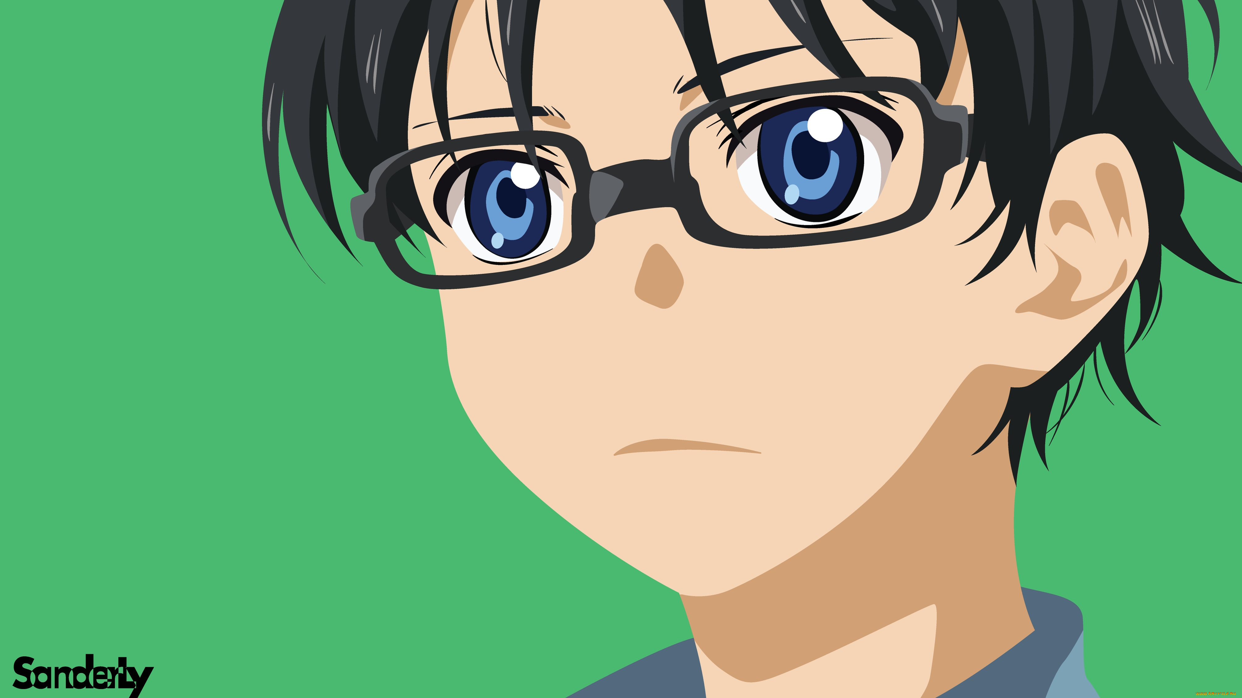 аниме, shigatsu, wa, kimi, no, uso, парень, взгляд, фон