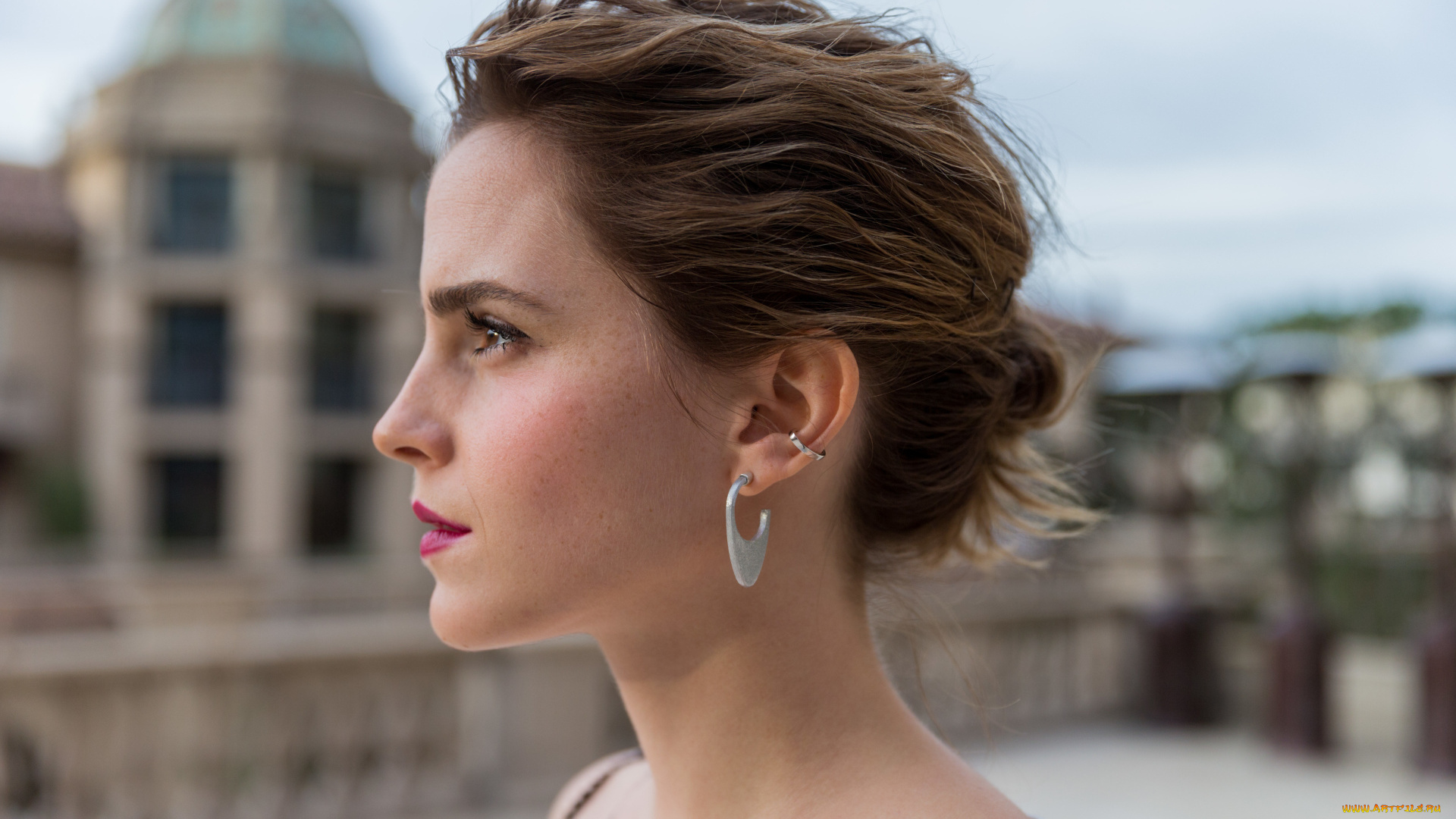 девушки, emma, watson, серьги, профиль, лицо, актриса