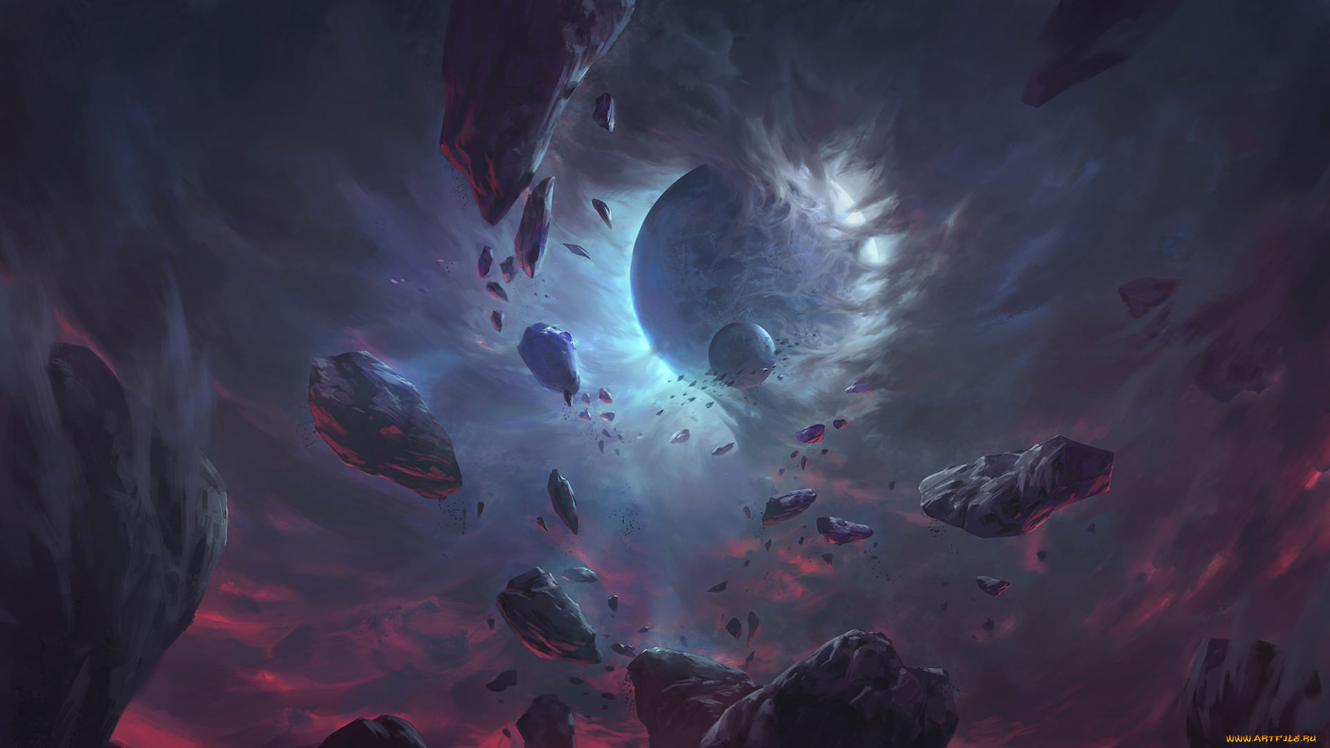 космос, арт, звезды, галактика, вселенная, планета