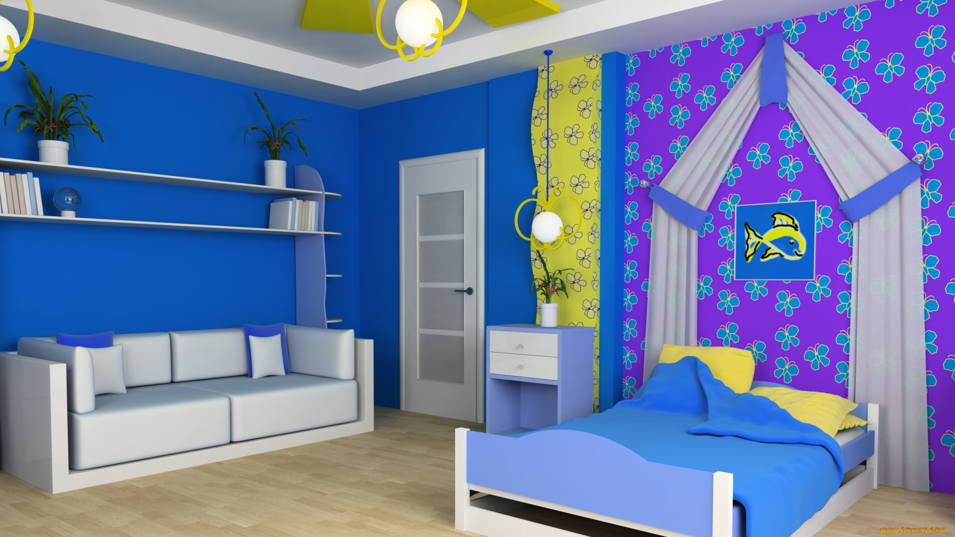 векторная, графика, другое, , other, спальня