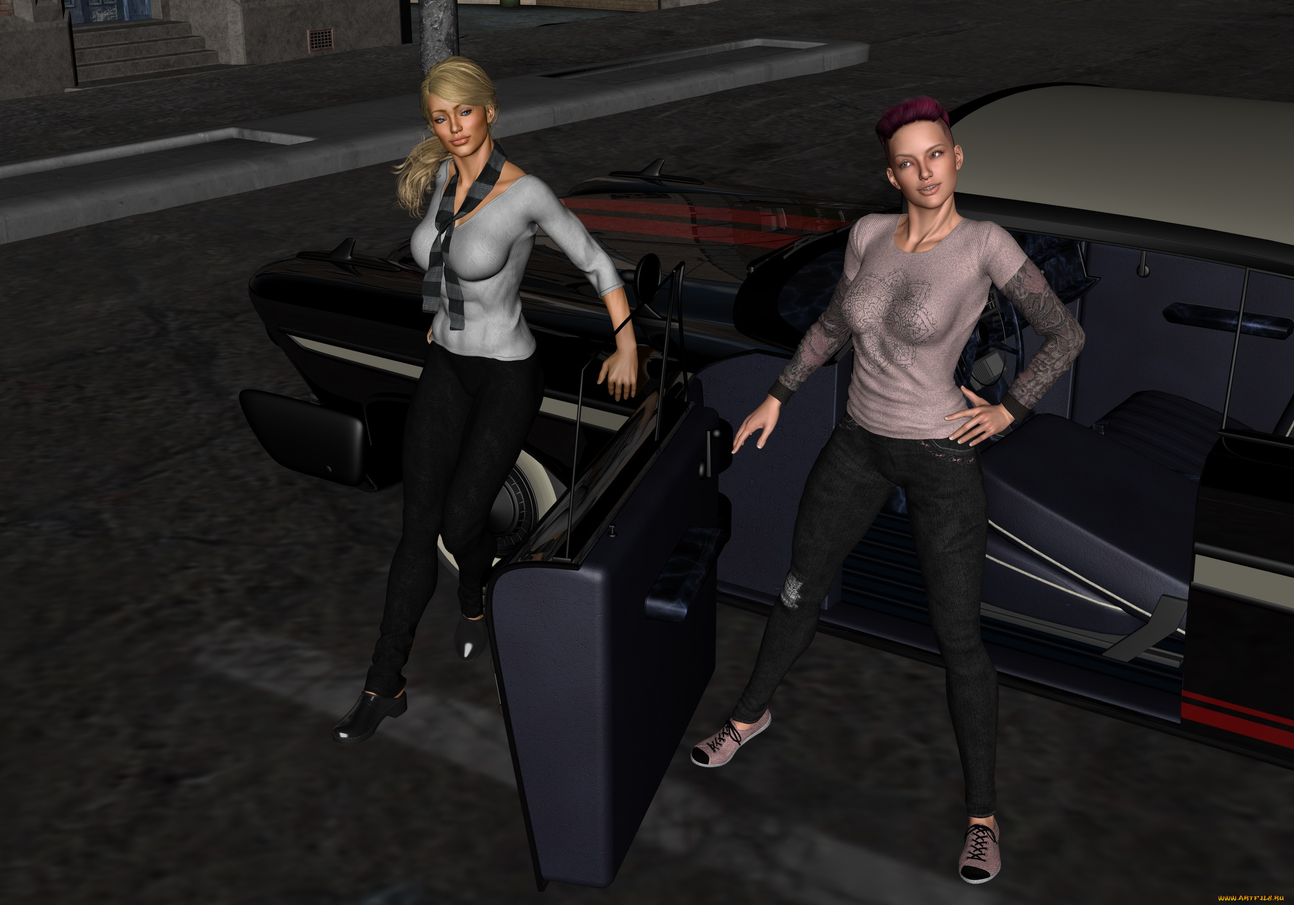 3д, графика, люди-авто, мото, , people-, car, , , moto, автомобиль, фон, взгляд, девушки