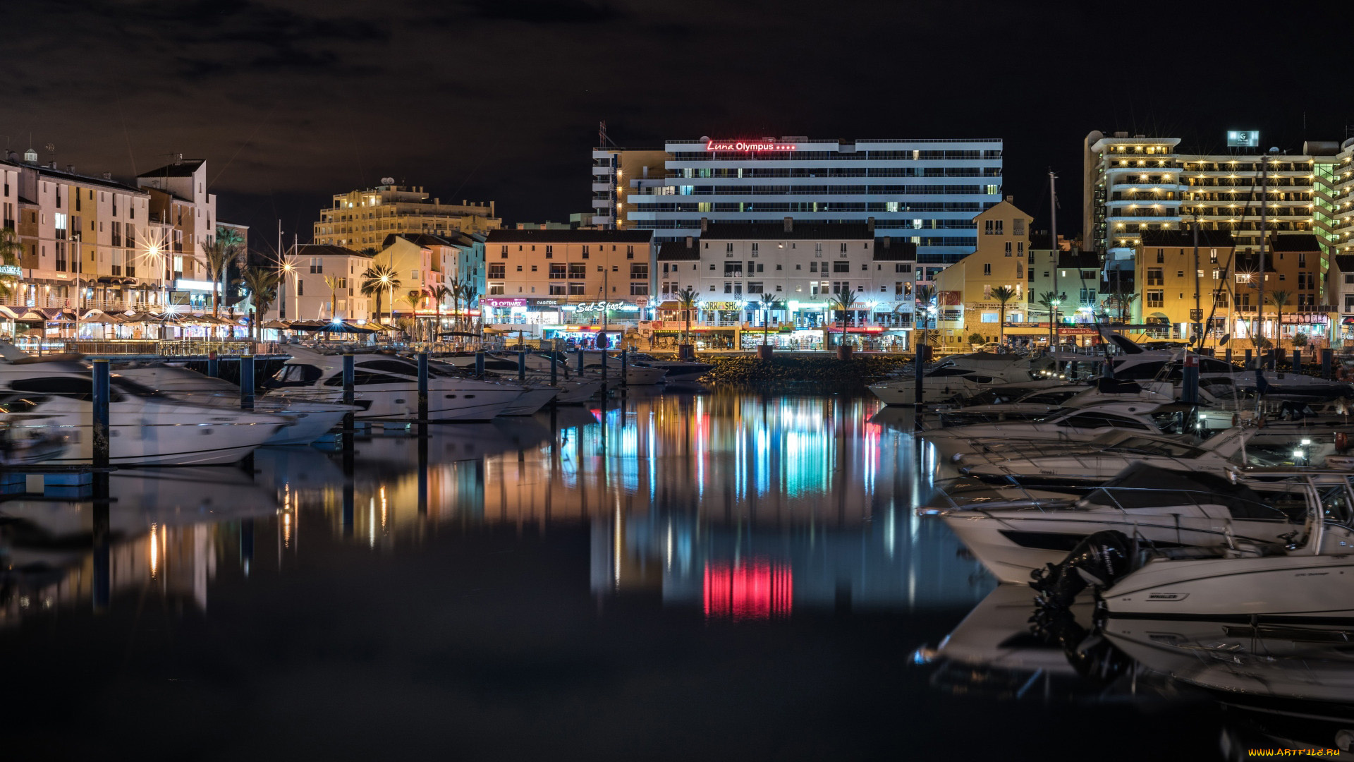 корабли, порты, , , причалы, пристань, катера, яхты, ночь