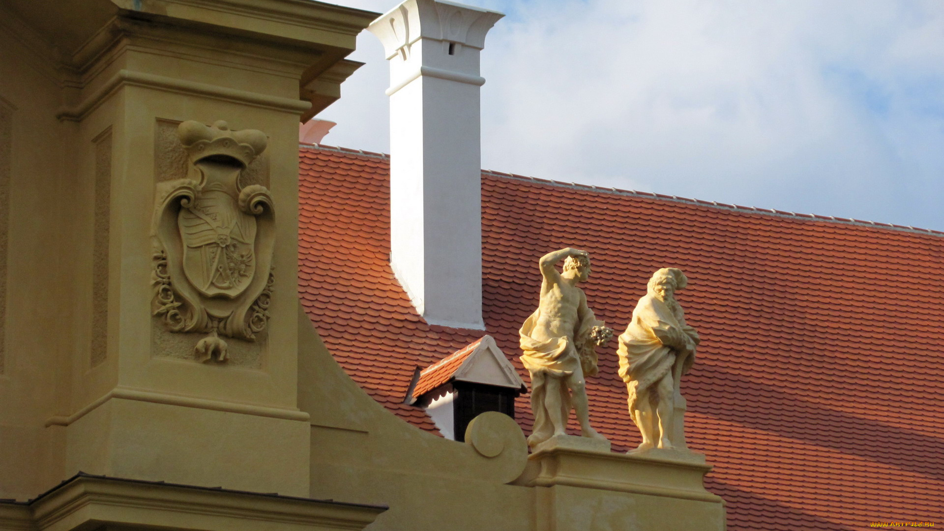 разное, элементы, архитектуры, крыша, труба, скульптуры