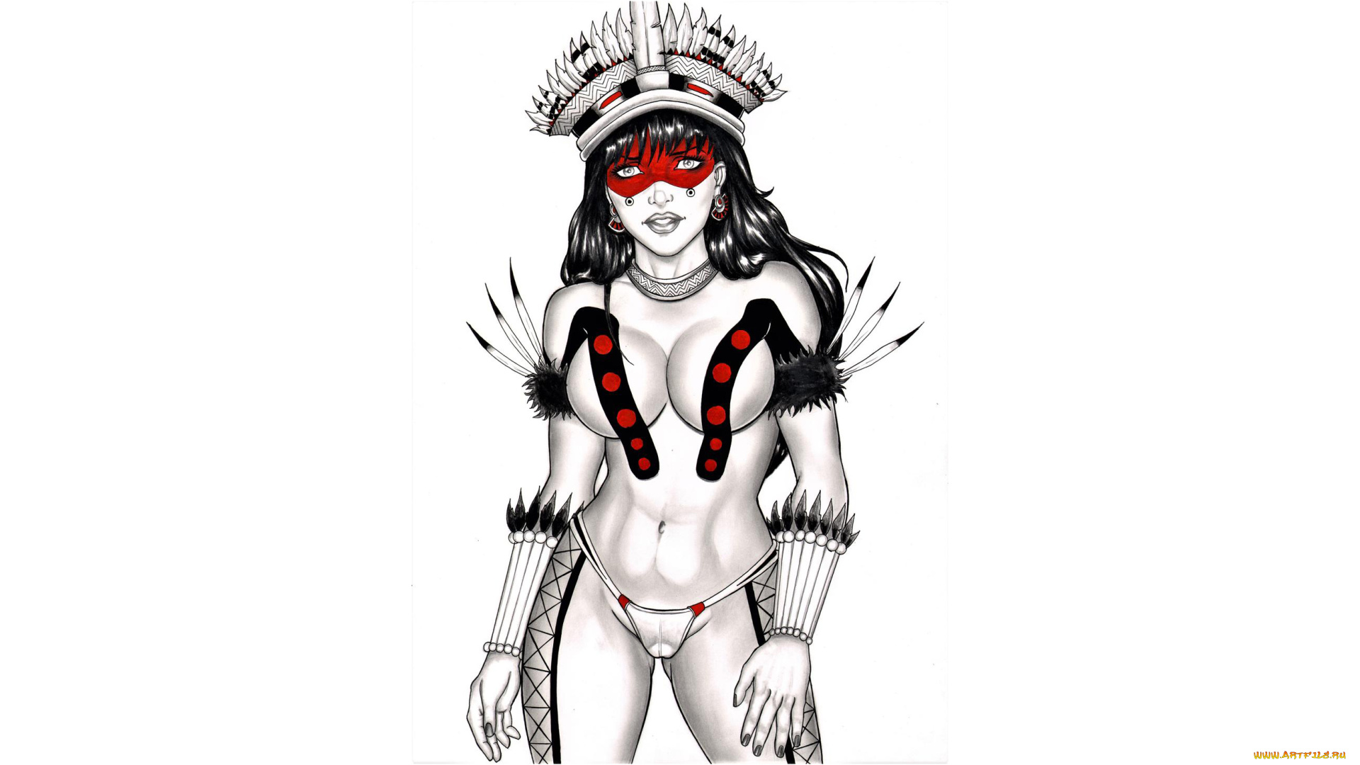 рисованное, elberty, oliveira, девушка, фон, взгляд, маска