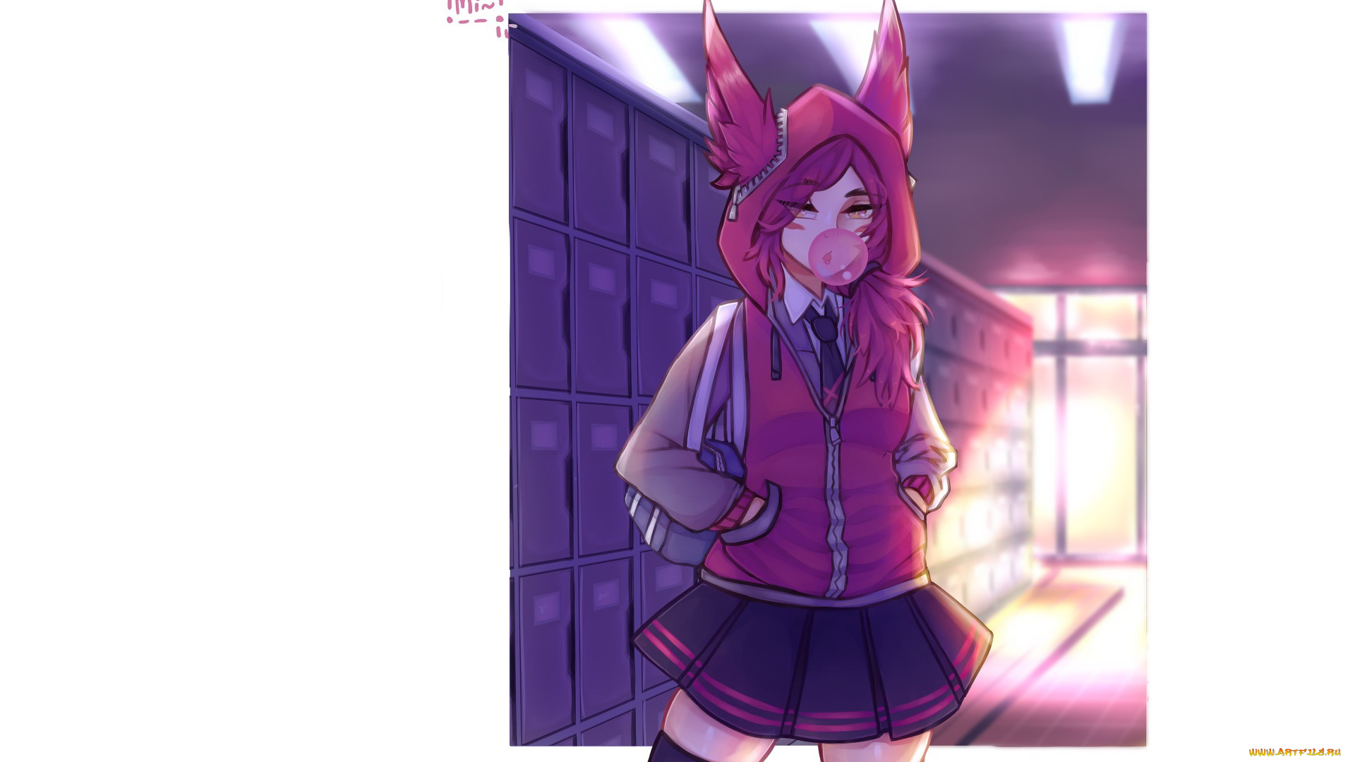 видео, игры, league, of, legends, xayah, школьница, жвачка, шкафы