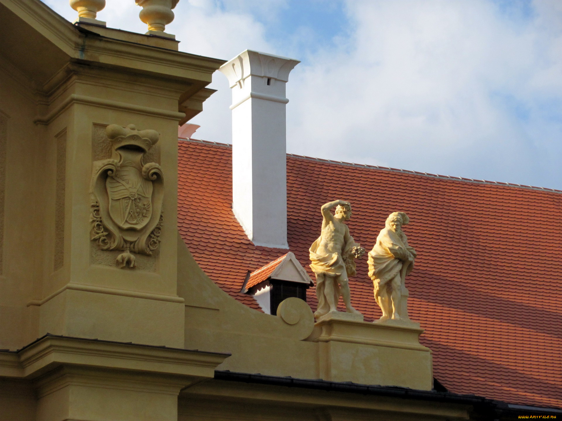разное, элементы, архитектуры, крыша, труба, скульптуры