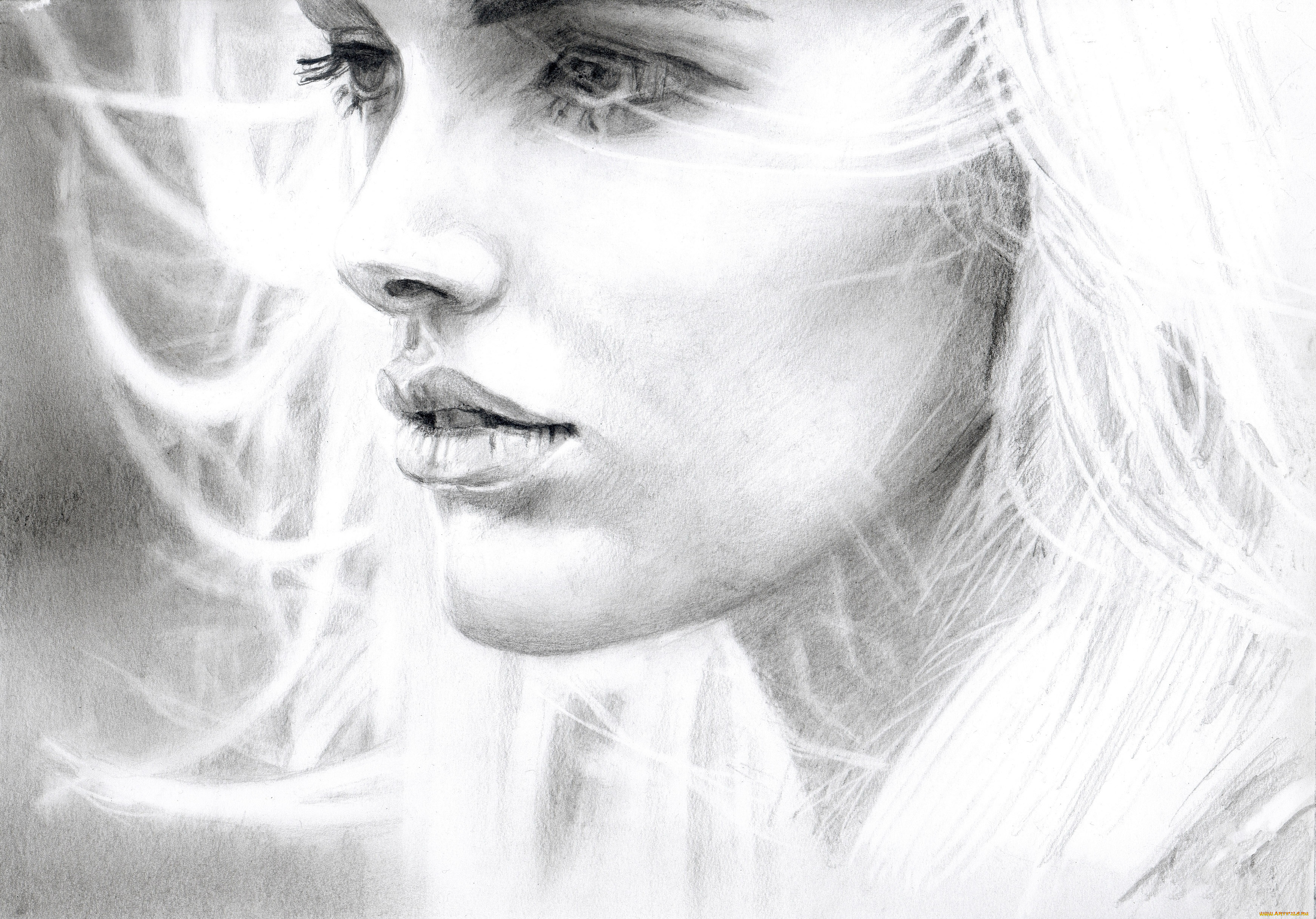 рисованное, люди, девушка, фон