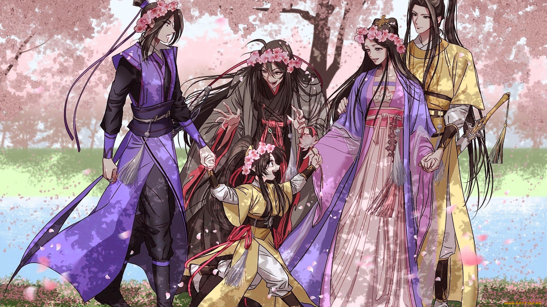 аниме, mo, dao, zu, shi, персонажи, цветение, венки
