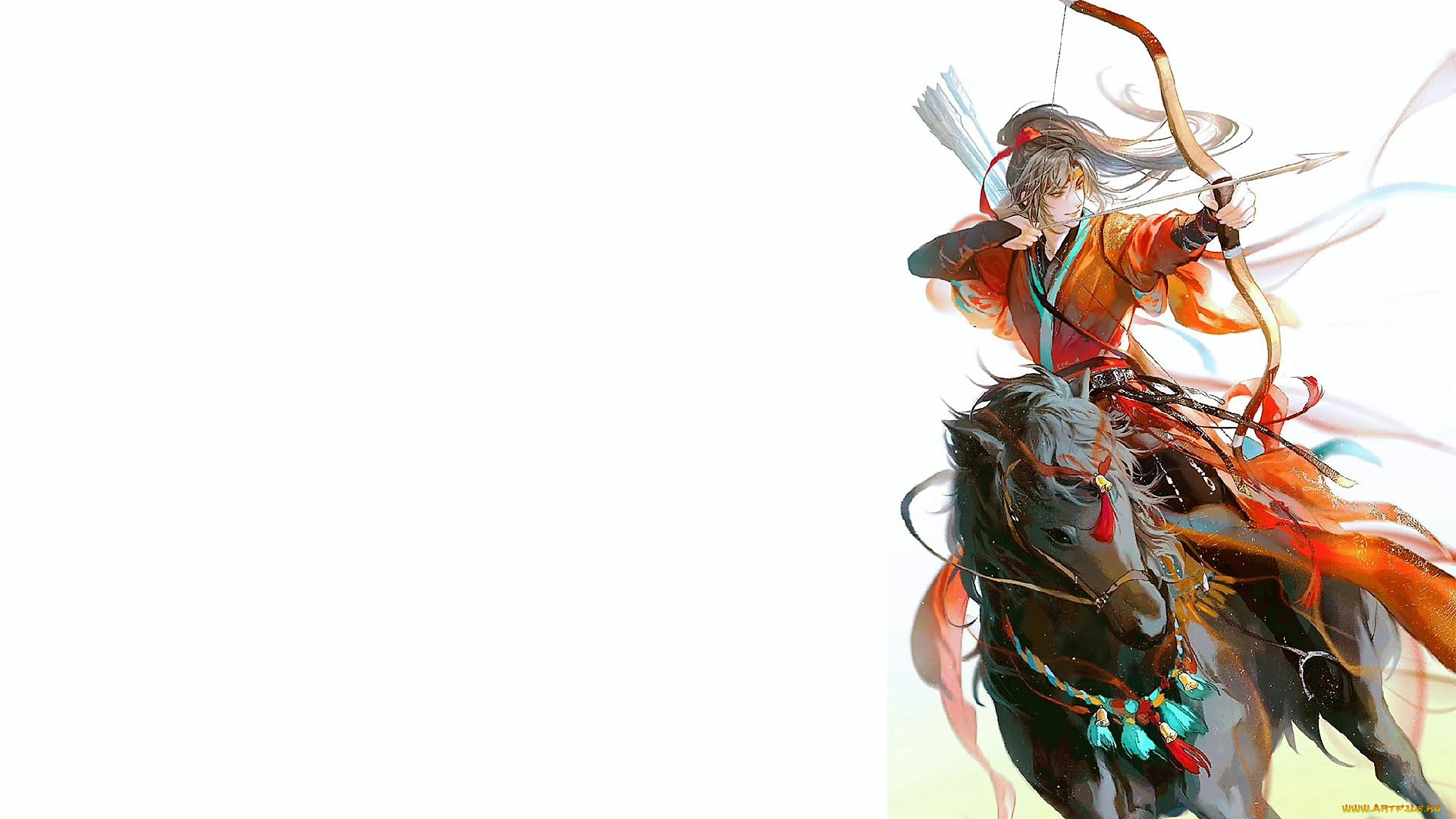 аниме, mo, dao, zu, shi, вэй, усянь, лук, стрелы, лошадь, всадник