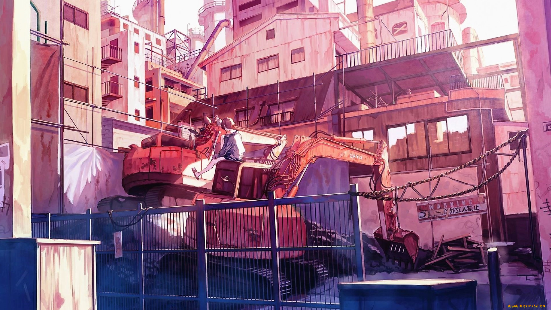 аниме, оружие, , техника, , технологии, дома, экскаватор