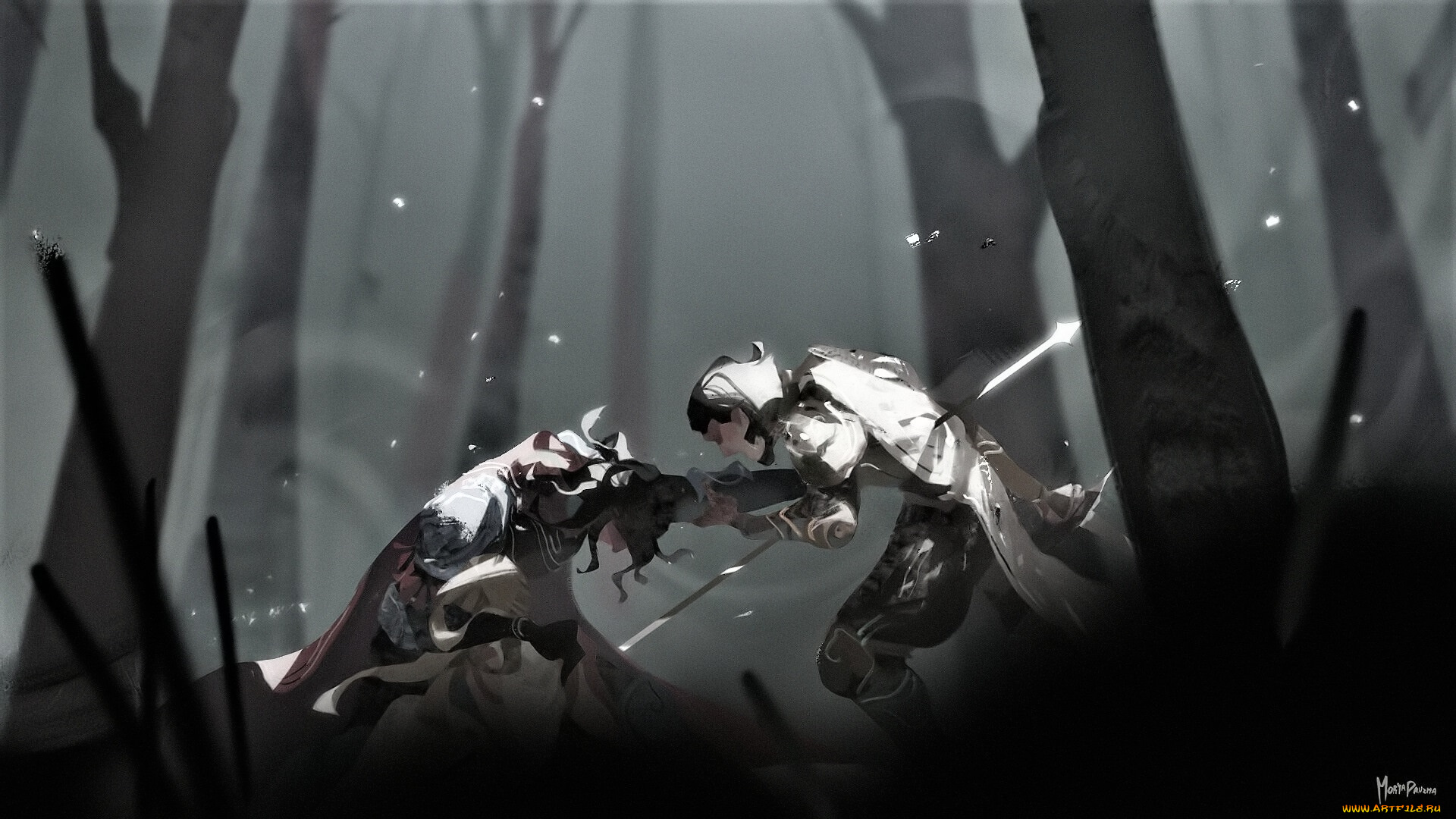 аниме, оружие, , техника, , технологии, поединок, лес