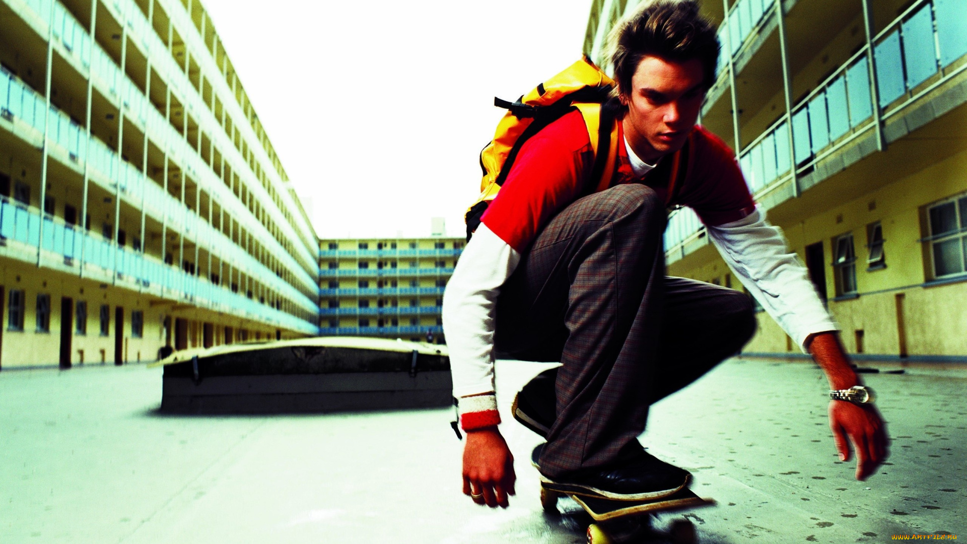 мужчины, -unsort, парень, скейт, здания