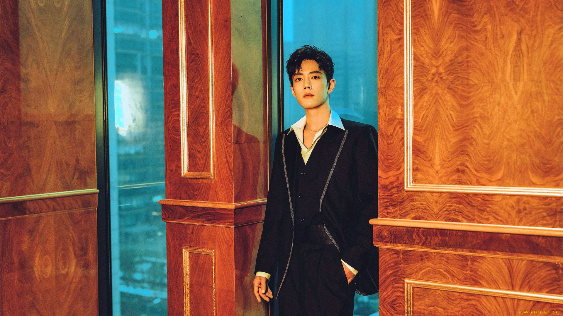 мужчины, xiao, zhan, актер, костюм, окна