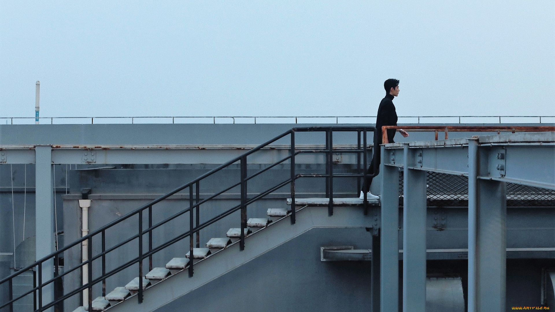 мужчины, xiao, zhan, актер, лестница