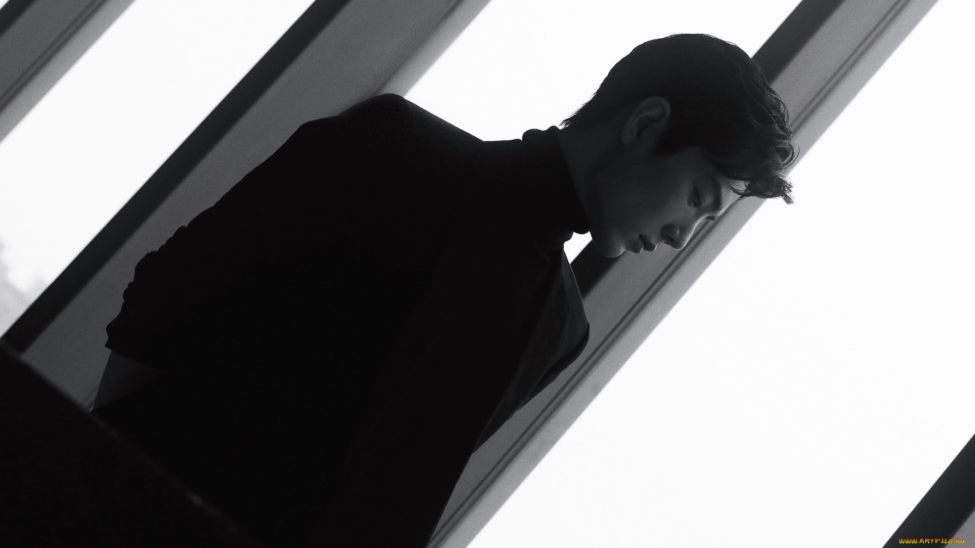 мужчины, xiao, zhan, актер, водолазка, пиджак, окно