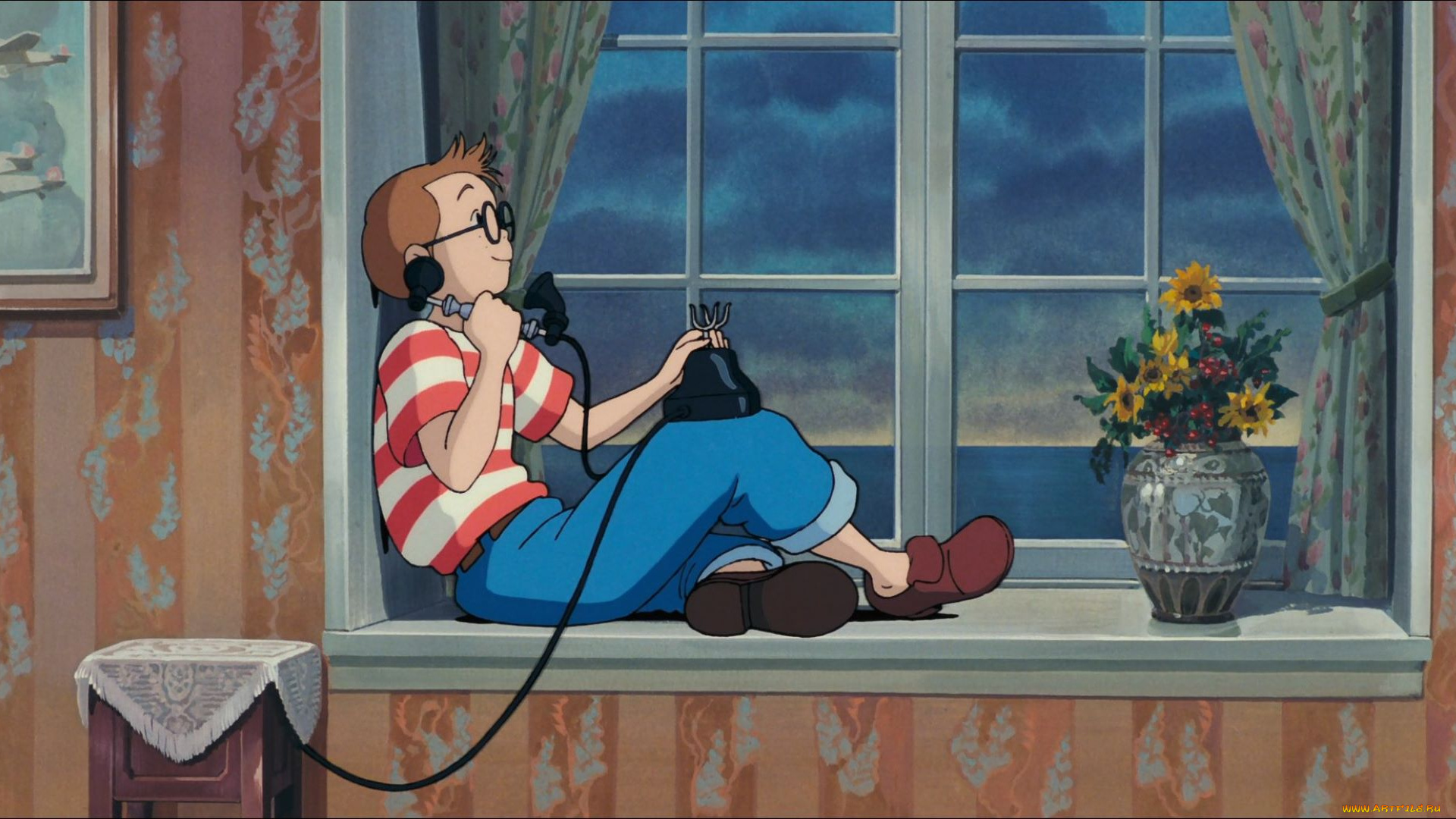 ведьмина, служба, доставки, аниме, kiki`s, delivery, service, мальчик, окно, телефон