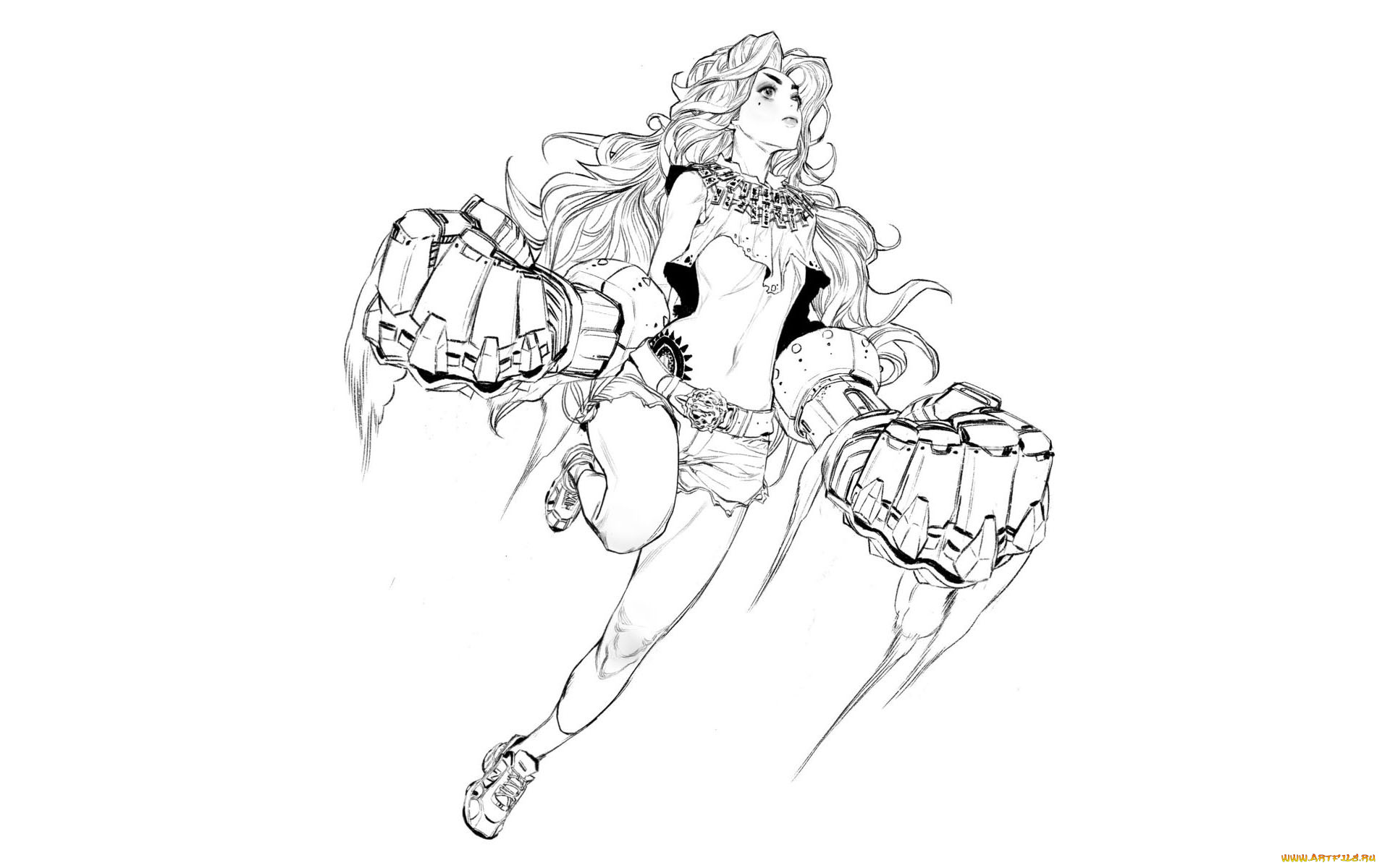 аниме, unknown, , другое, , девушка, кулаки