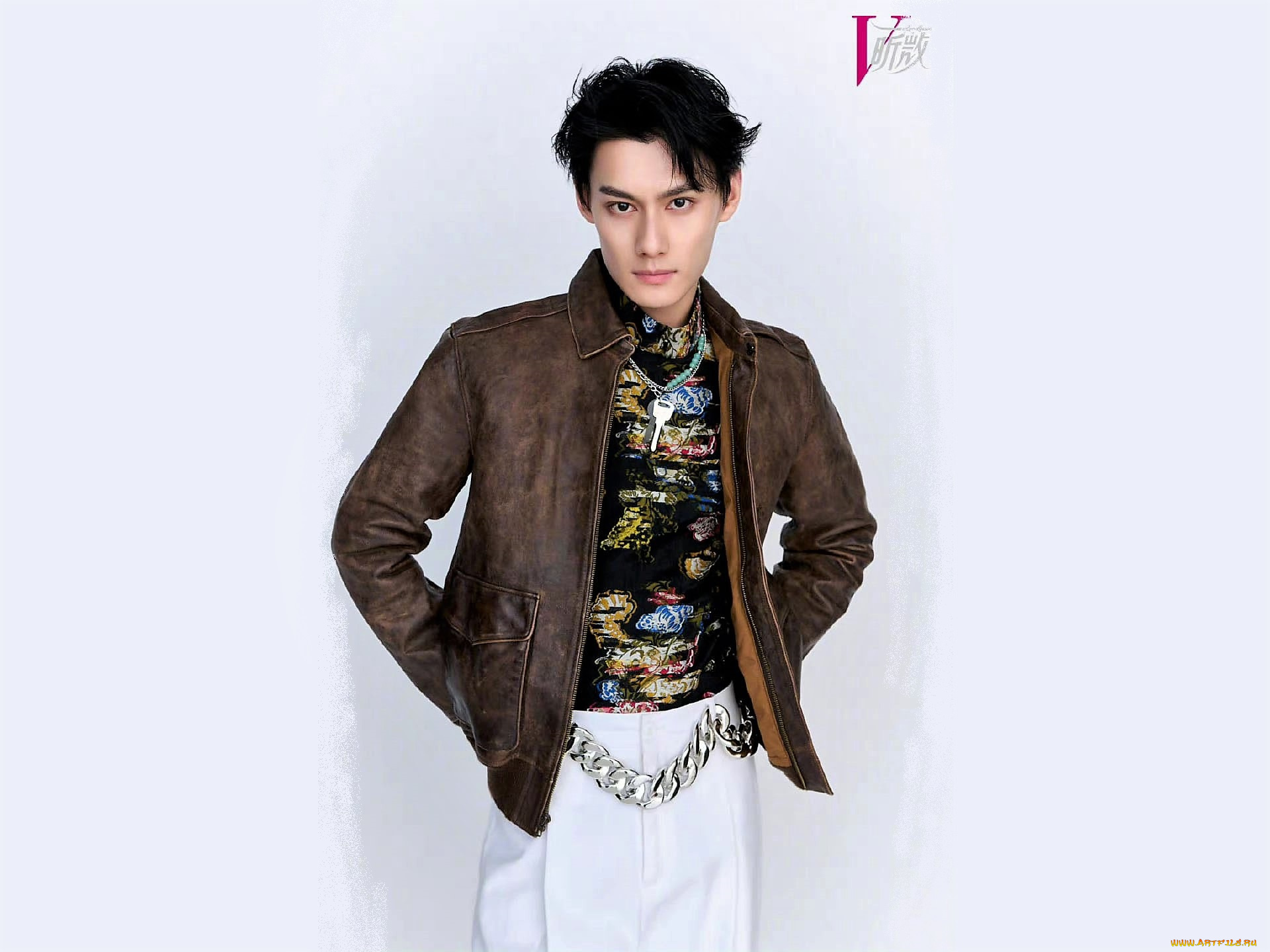 мужчины, wang, zhuocheng, актер, куртка, цепь, ключ