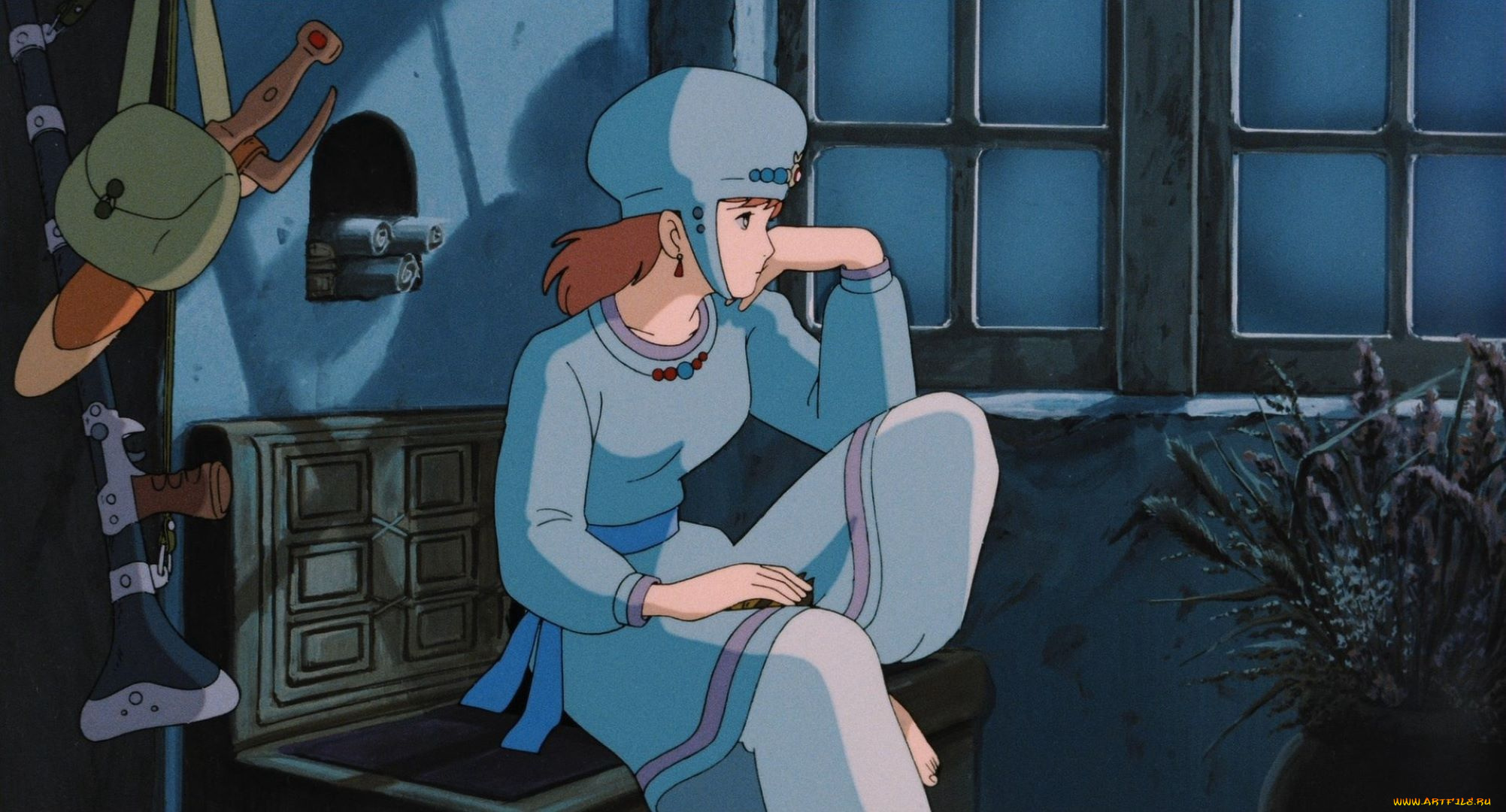 аниме, nausicaa, of, the, valley, of, wind, девушка, оружие, окно