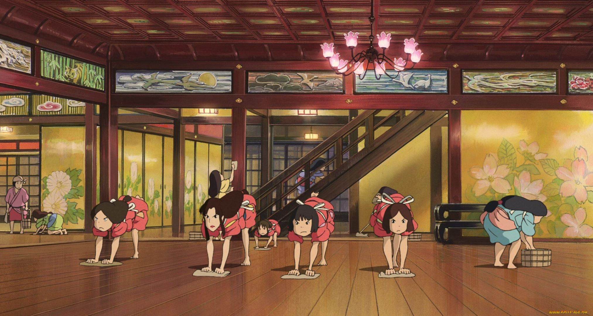 аниме, spirited, away, женщины, уборка