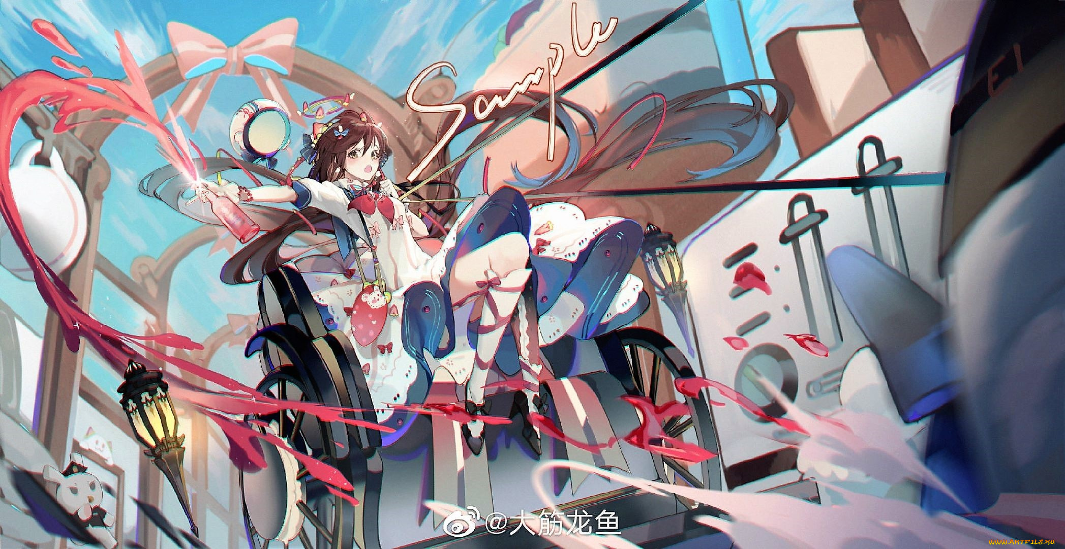 аниме, unknown, , другое, , девочка, кресло, бутылка