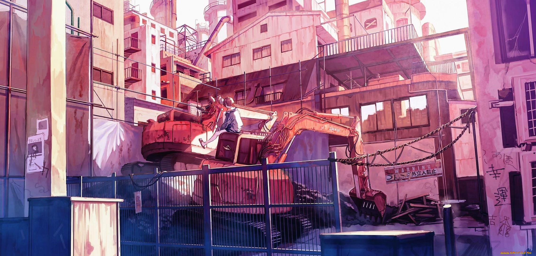 аниме, оружие, , техника, , технологии, дома, экскаватор