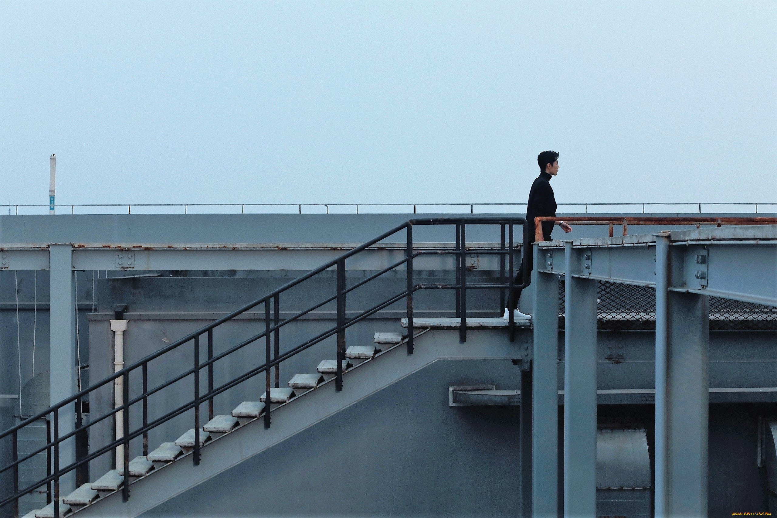 мужчины, xiao, zhan, актер, лестница