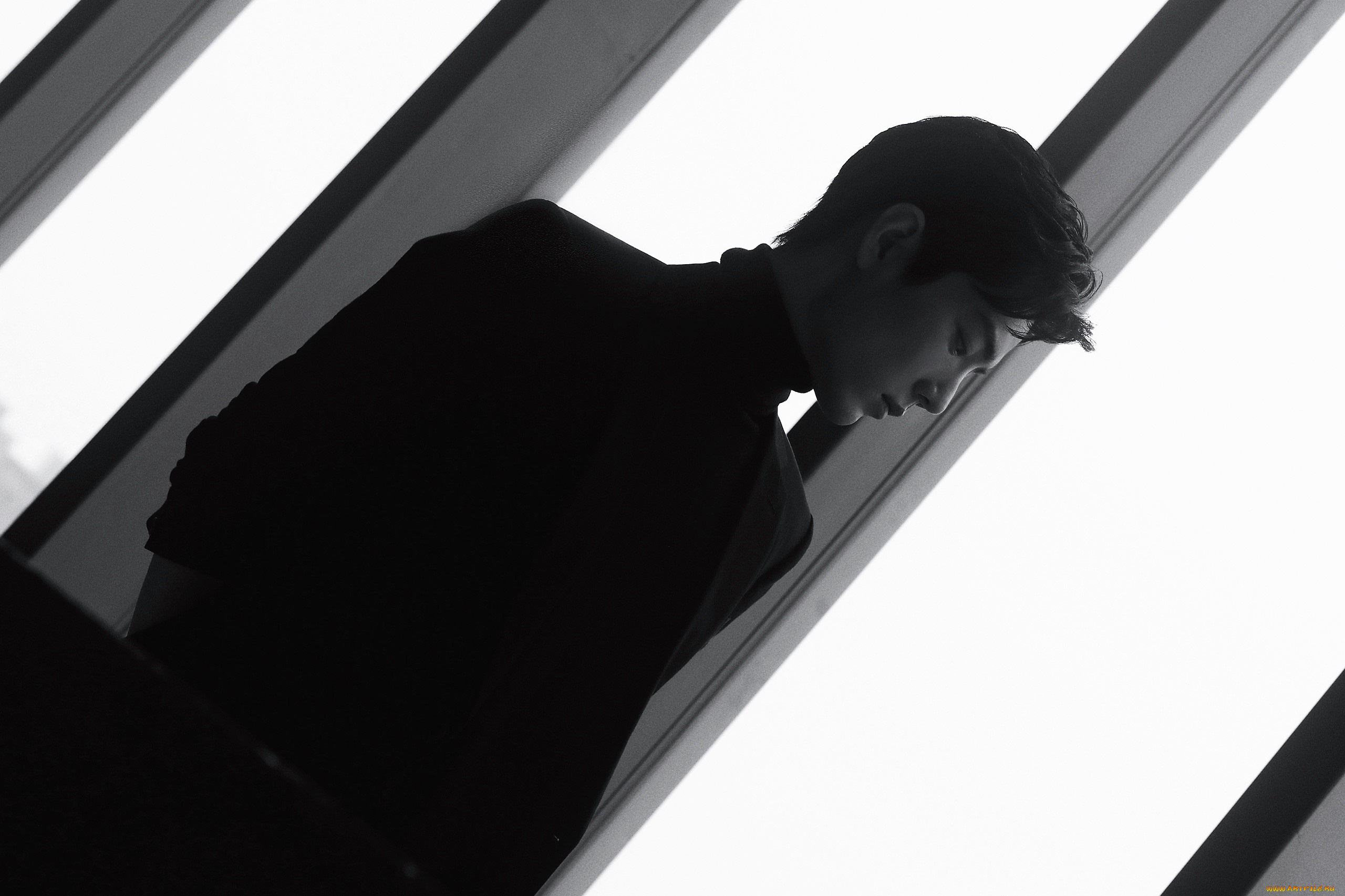 мужчины, xiao, zhan, актер, водолазка, пиджак, окно