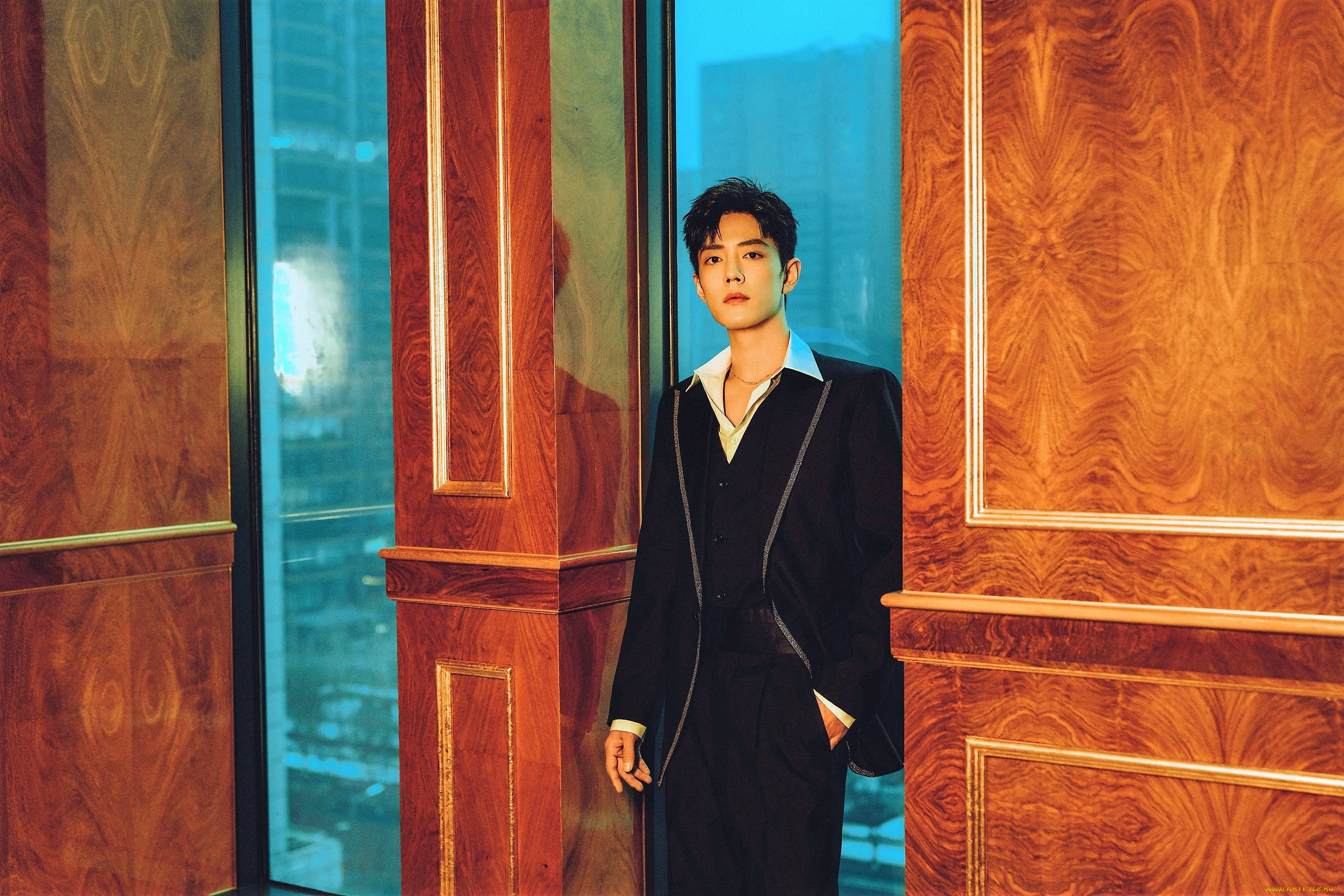 мужчины, xiao, zhan, актер, костюм, окна