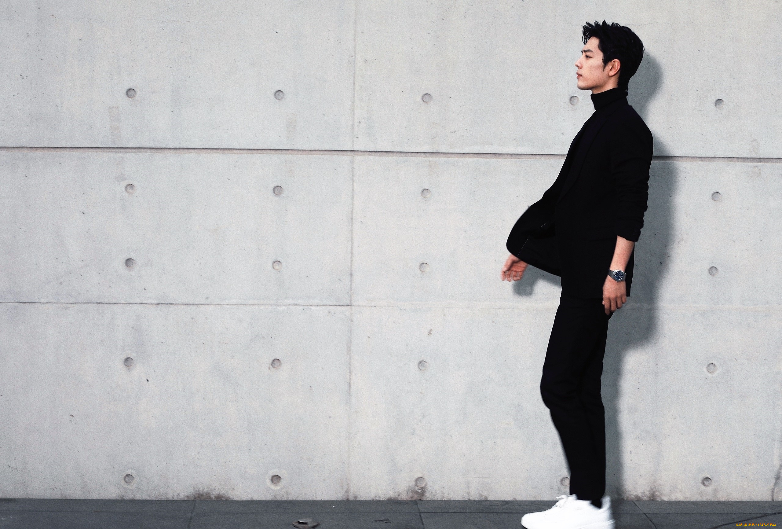 мужчины, xiao, zhan, актер, стена