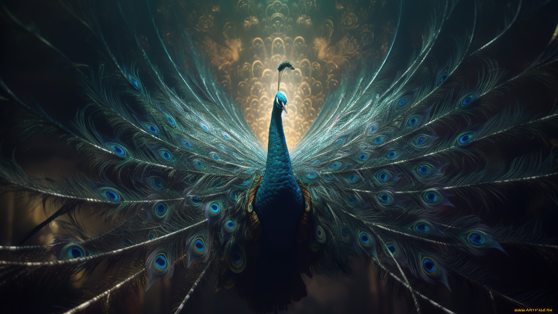 рисованное, животные, павлин