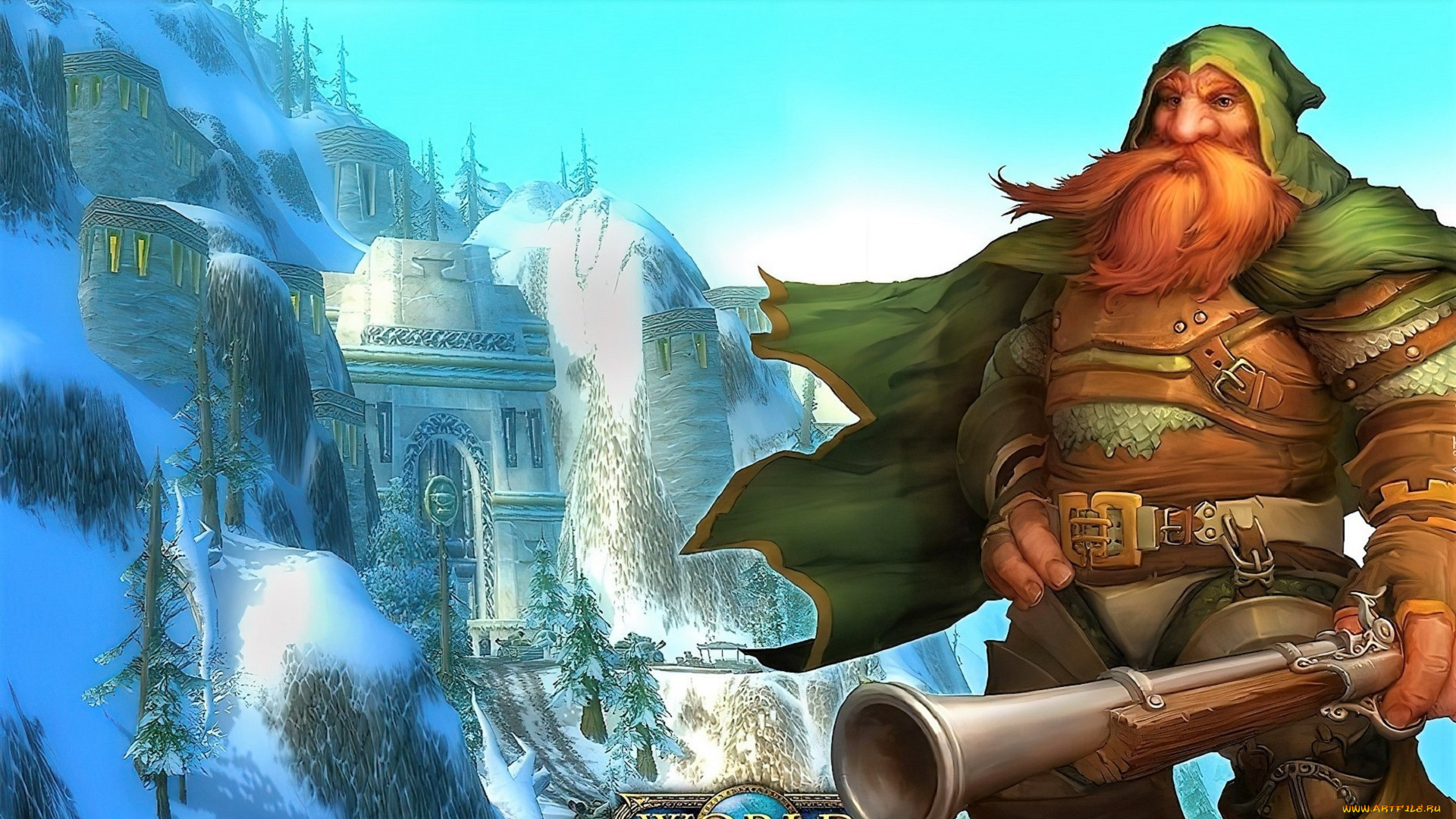 видео, игры, world, of, warcraft, гном, оружие, горы, дворец