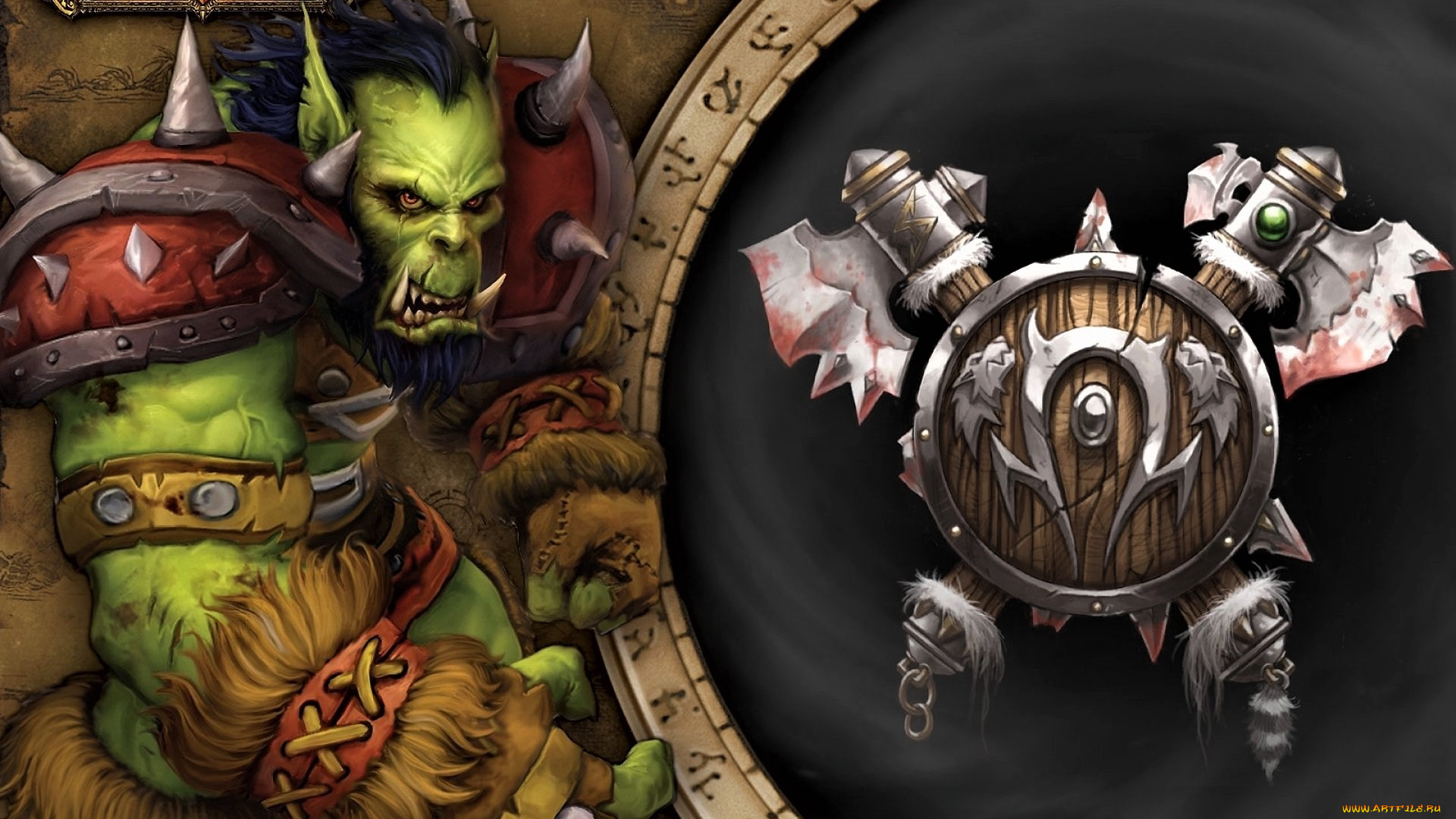 видео, игры, world, of, warcraft, орк, оружие, щит