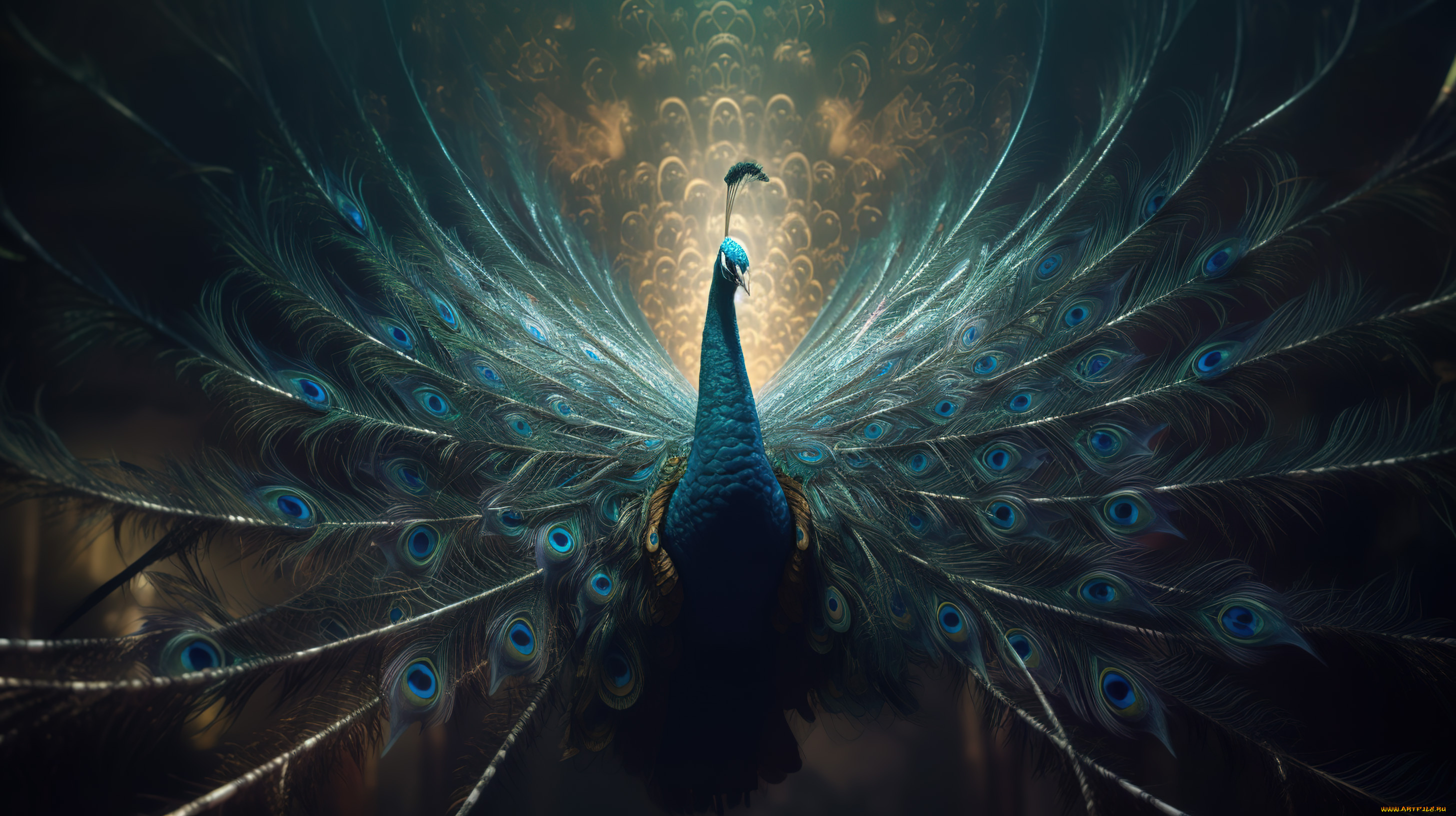 рисованное, животные, павлин