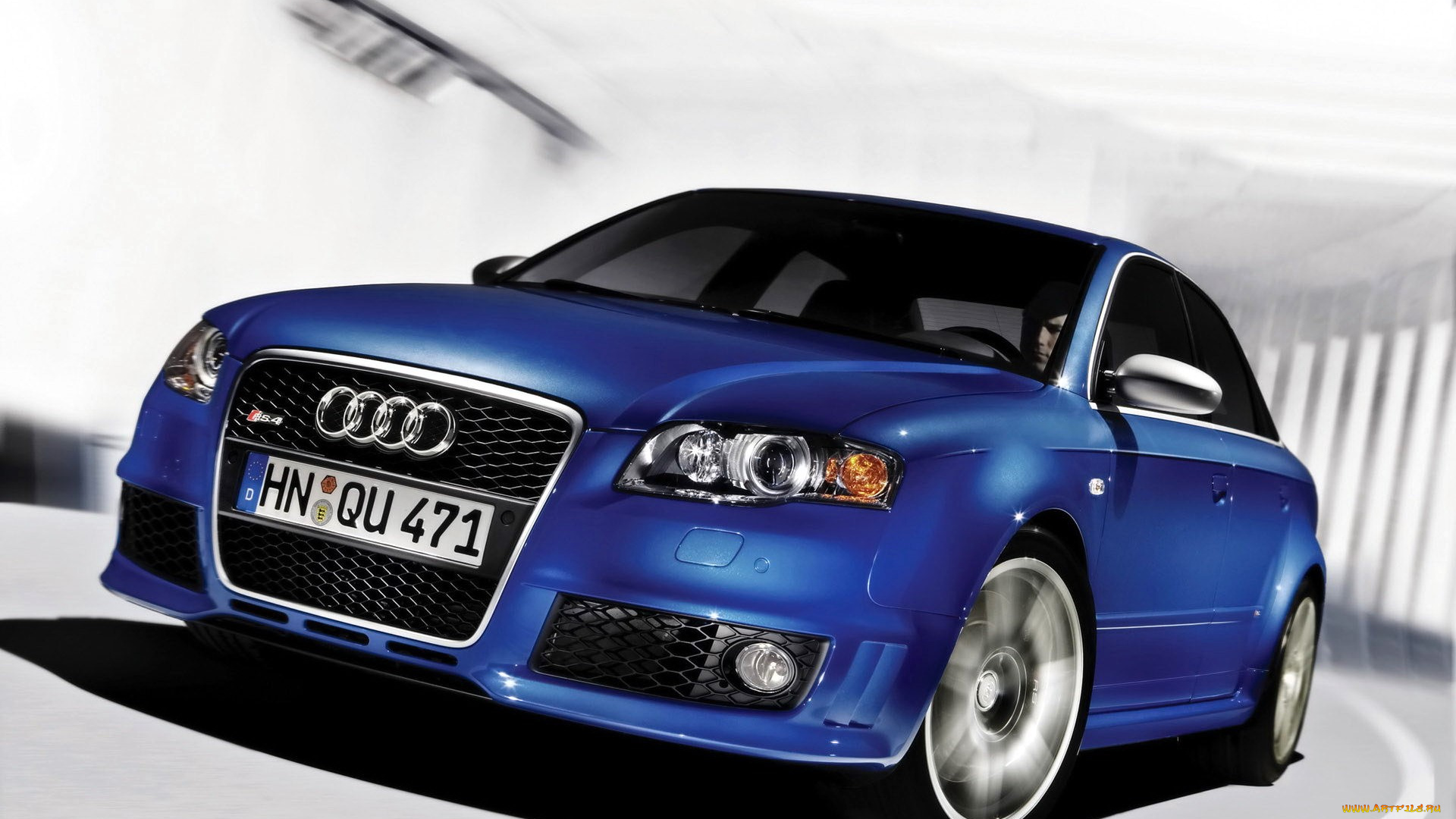 audi, 2005, автомобили, audi, синий, скорость, поворот