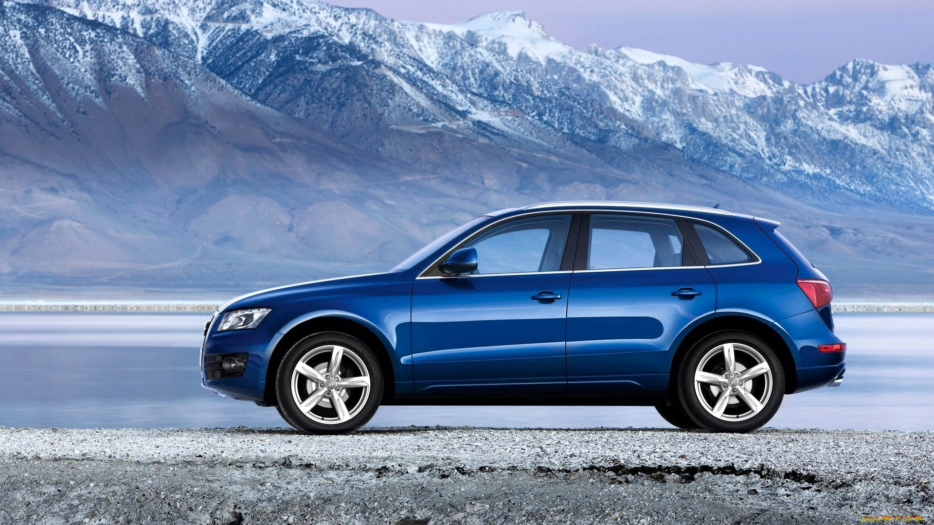 audi, q5, автомобили, audi, синий, горы, снег