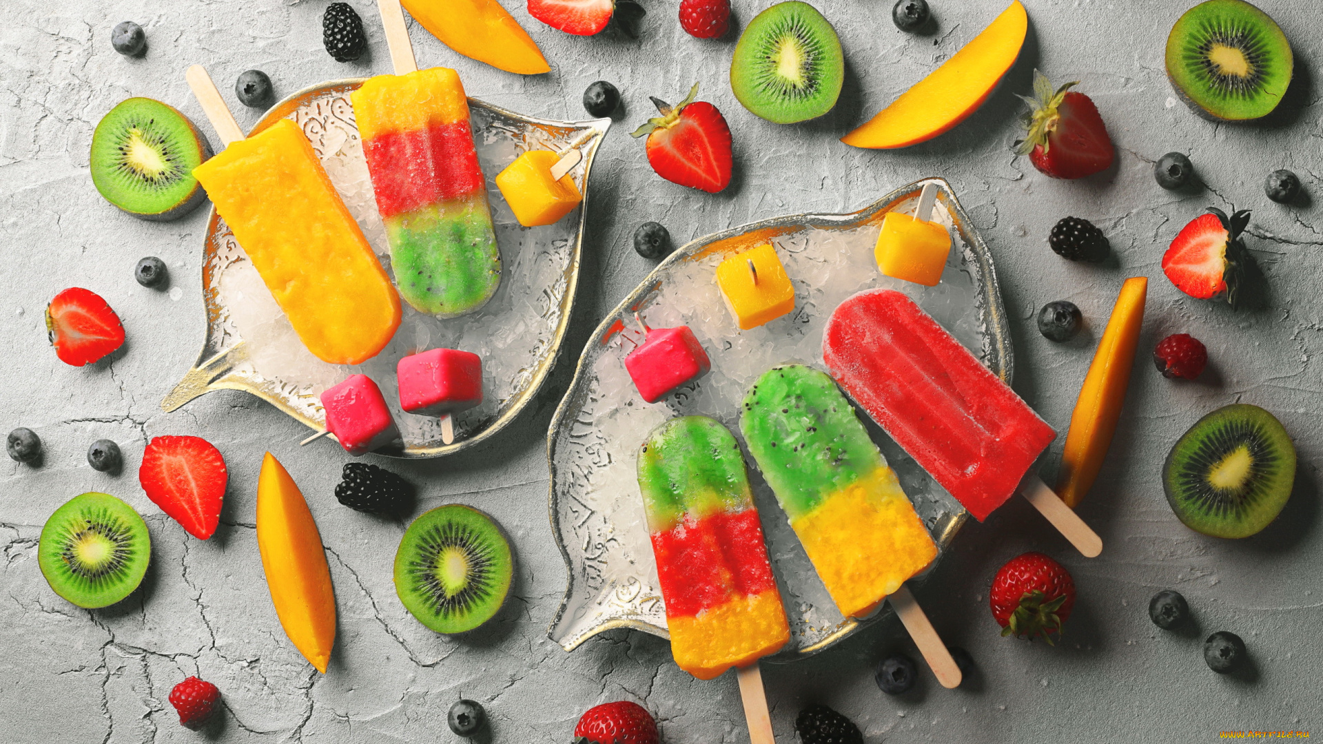 еда, мороженое, , десерты, лакомство, ассорти, ягоды, киви