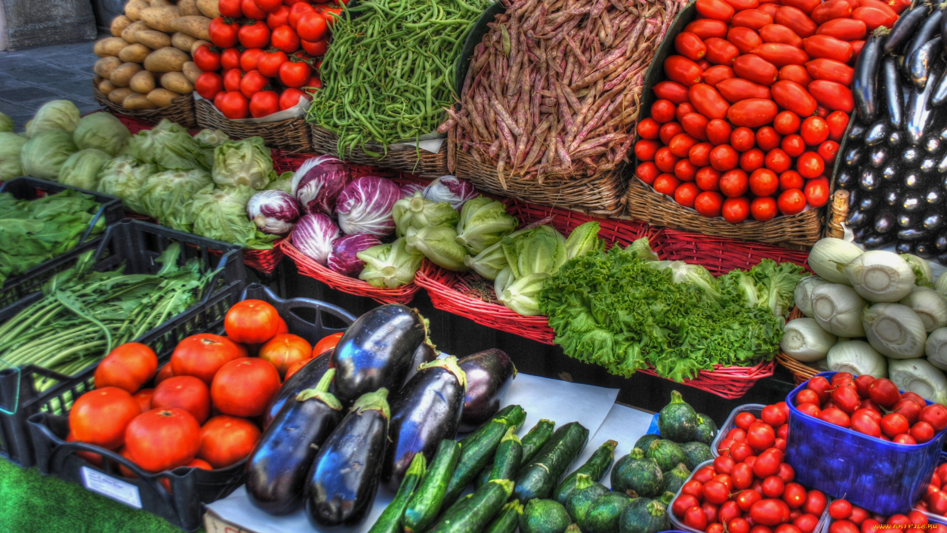 еда, овощи, помидоры, баклажаны, капуста, фасоль, фенхель