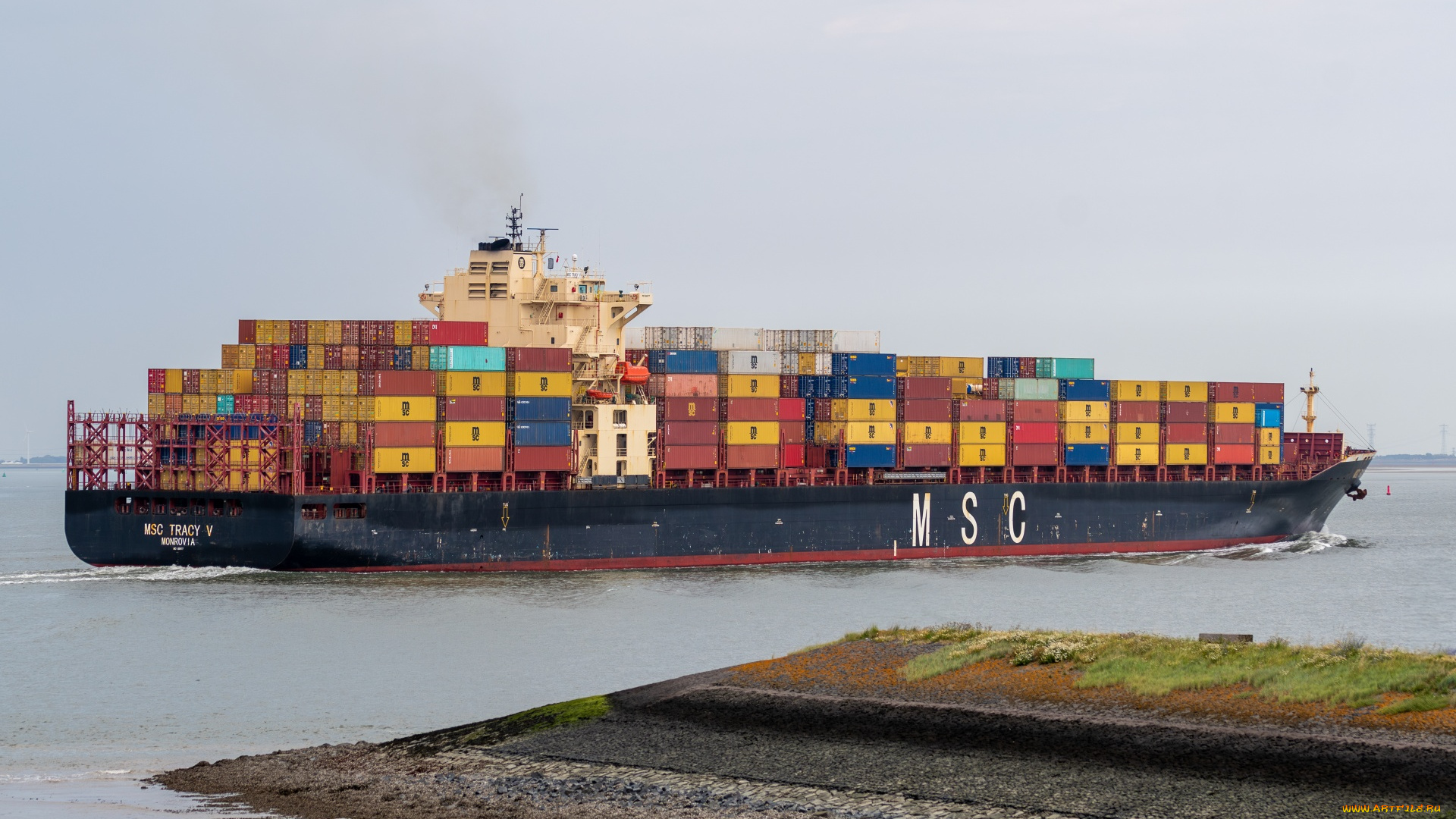 корабли, грузовые, суда, контейнеровоз