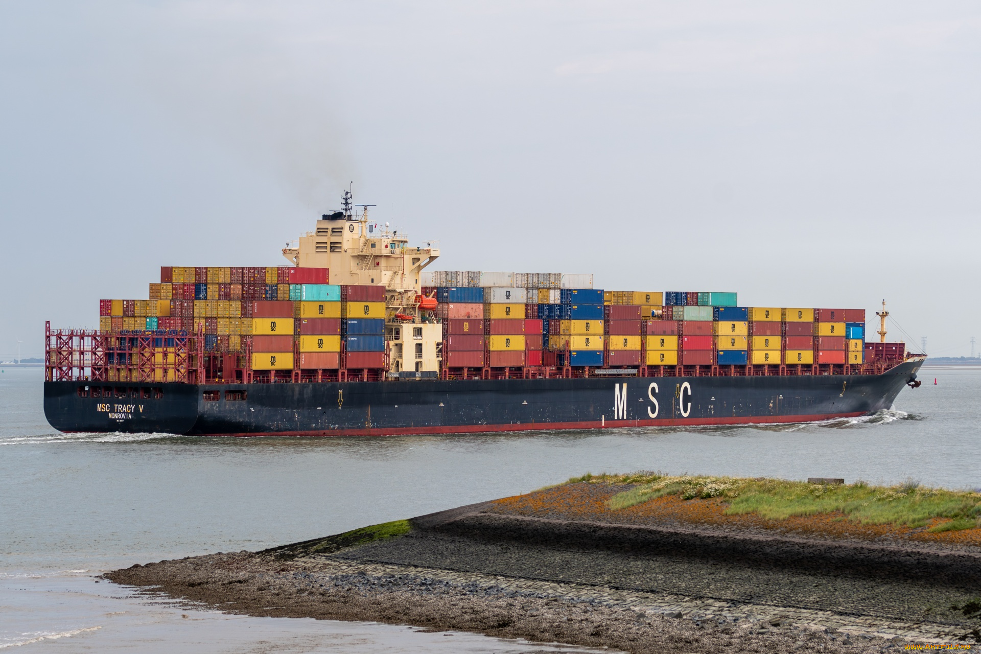 корабли, грузовые, суда, контейнеровоз