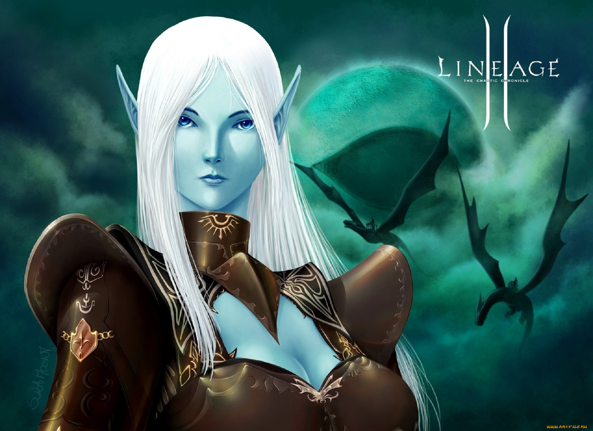 видео, игры, lineage, ii, , the, chaotic, chronicle, эльфийка, драконы