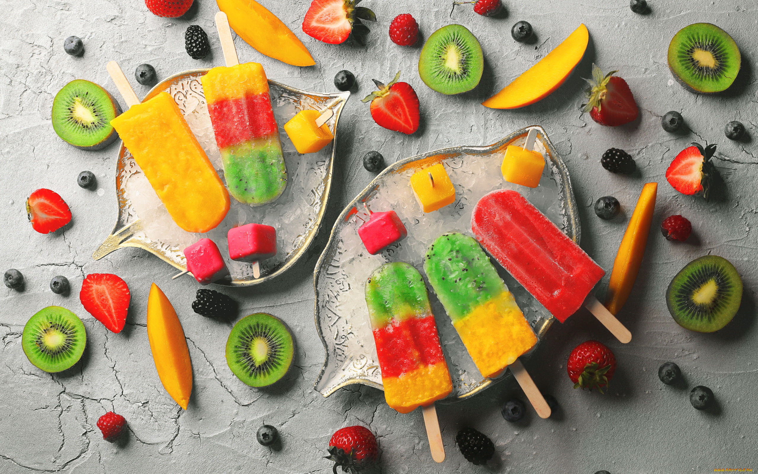 еда, мороженое, , десерты, лакомство, ассорти, ягоды, киви