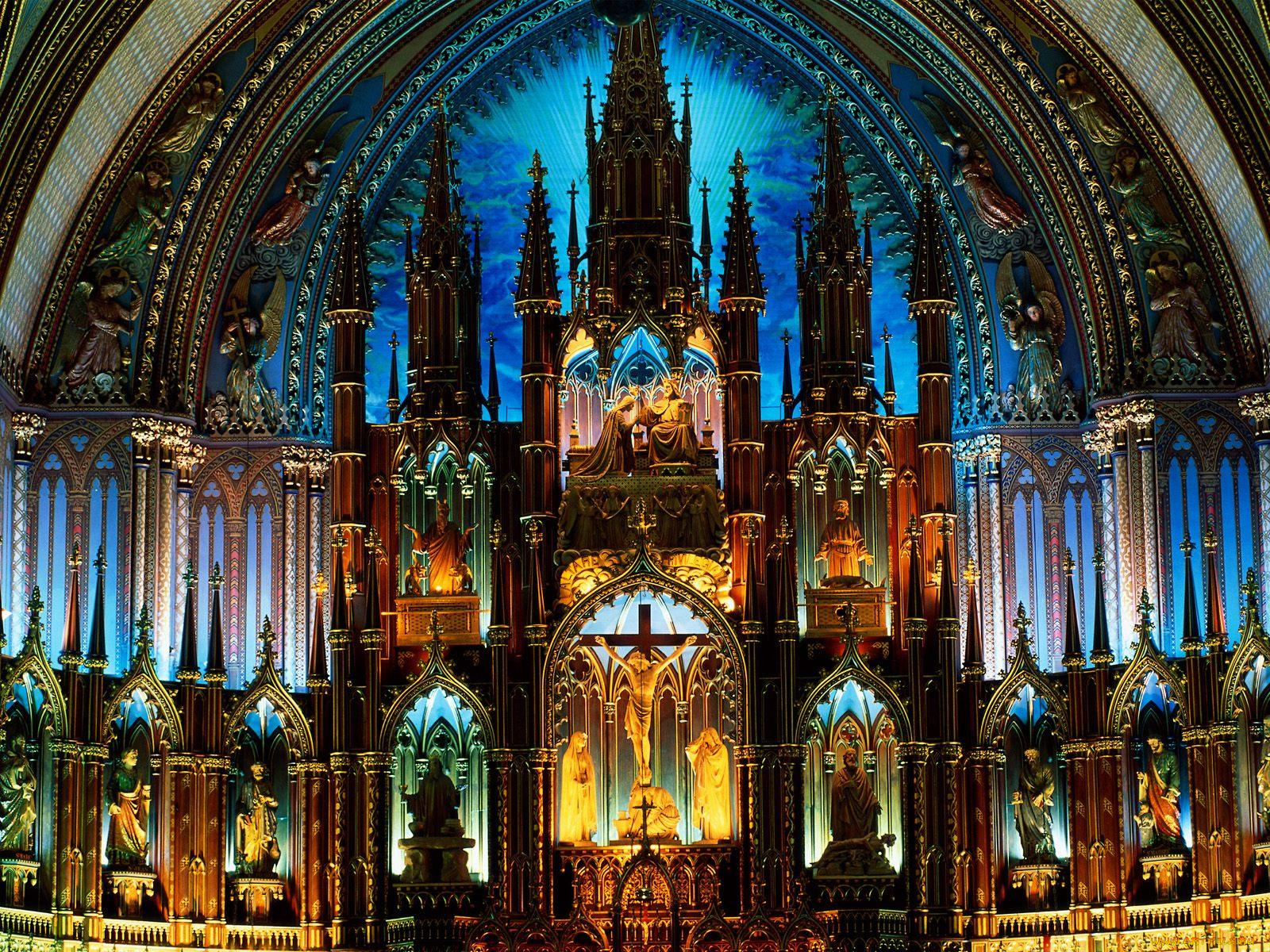 notre, dame, basilica, montreal, canada, интерьер, убранство, роспись, храма