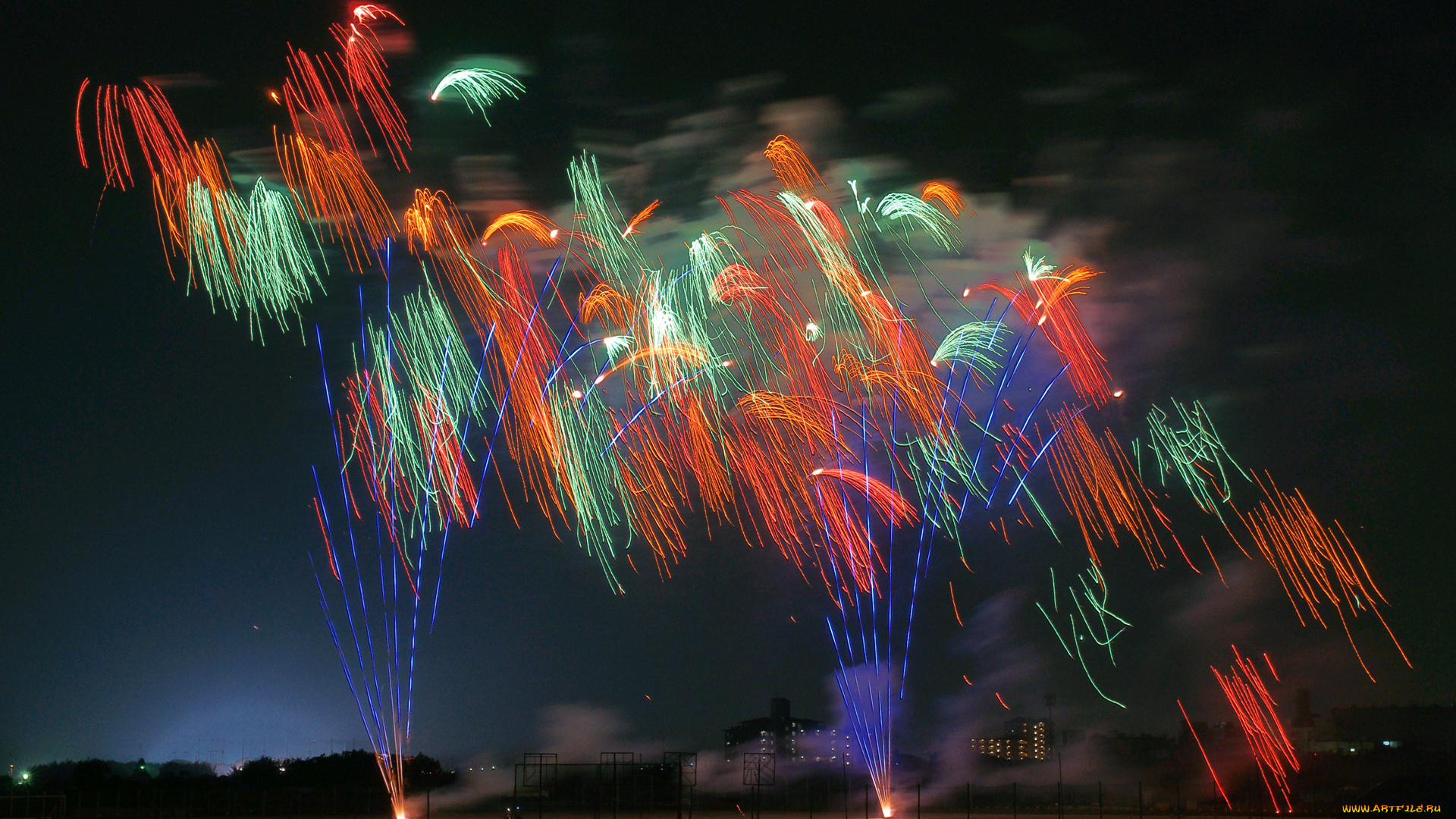 разное, салюты, фейерверки
