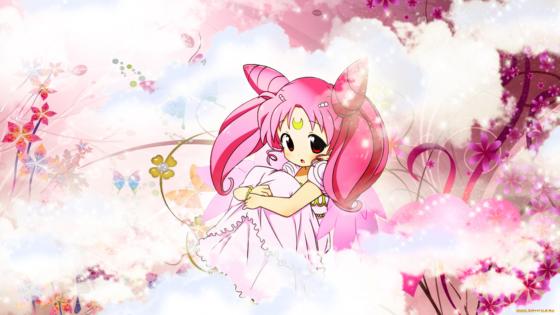 аниме, sailor, moon, девушка, цветы, розовый