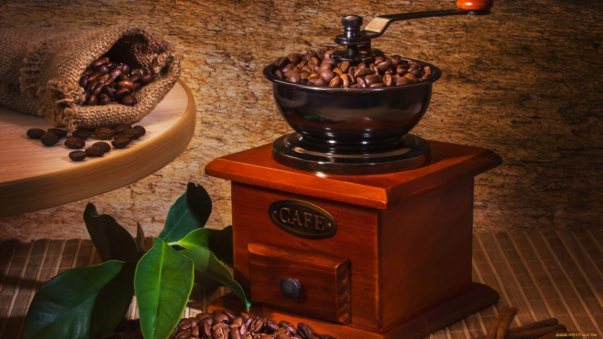 еда, кофе, кофейные, зёрна, кофемолка