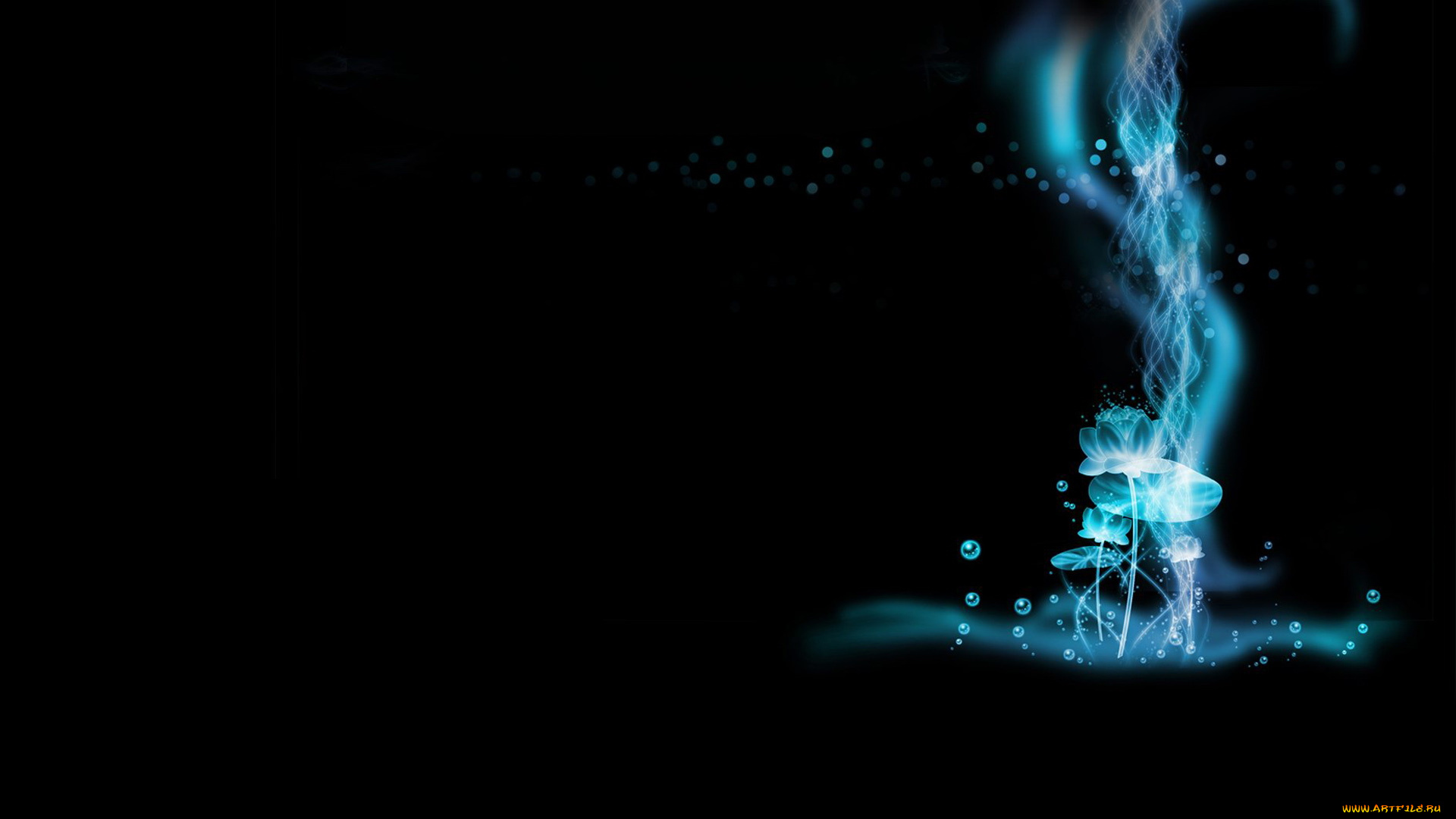 векторная, графика, цветы, синий, темный