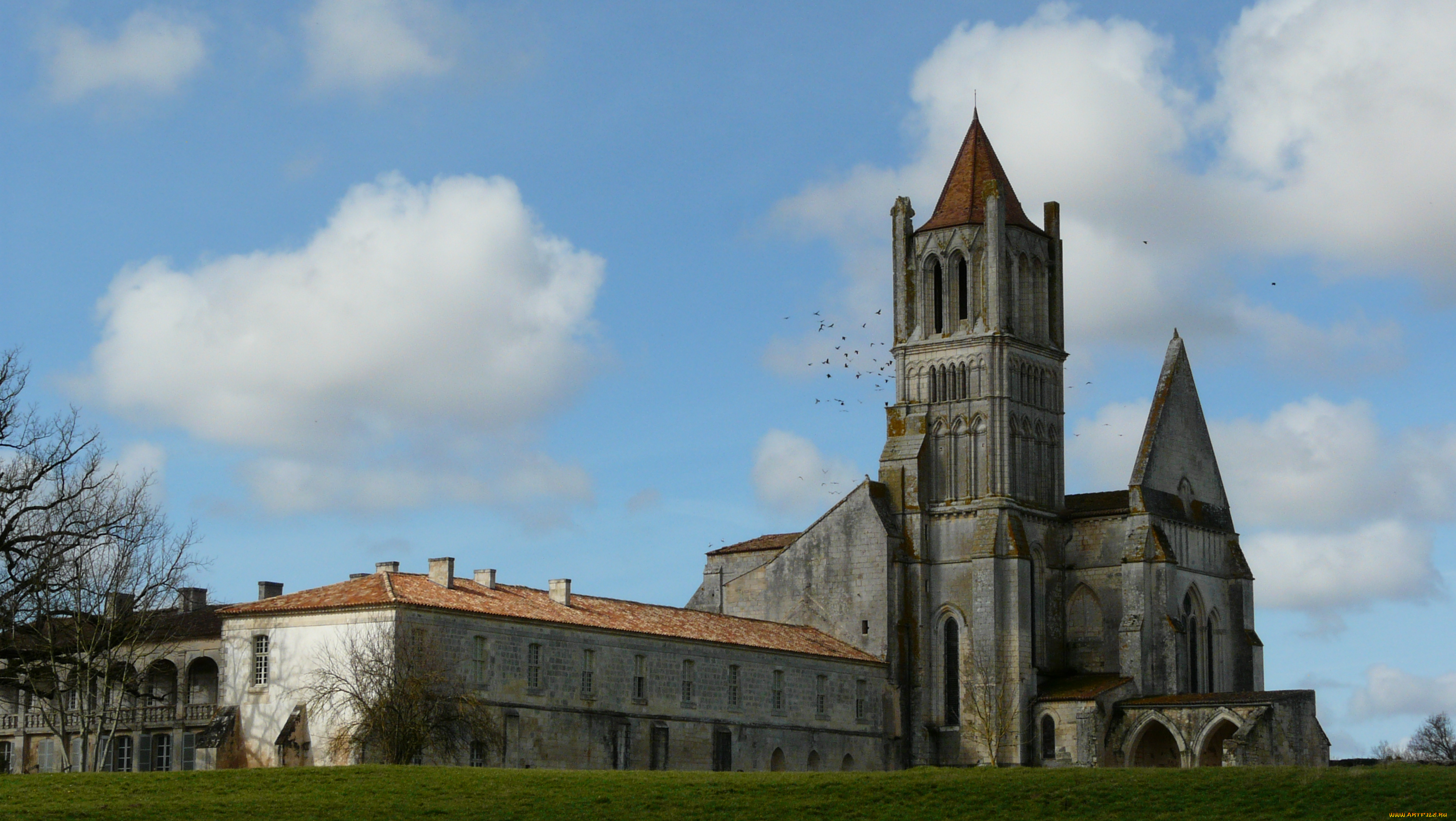 abbaye, de, sablonceaux, города, католические, соборы, костелы, аббатства, аббатство, здание, старинное