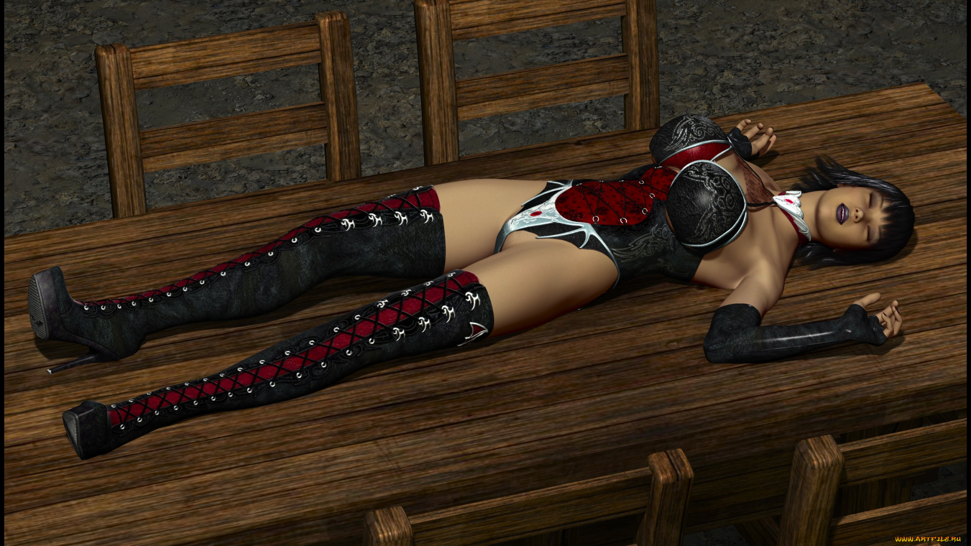 3д, графика, people, люди, девушка, стол