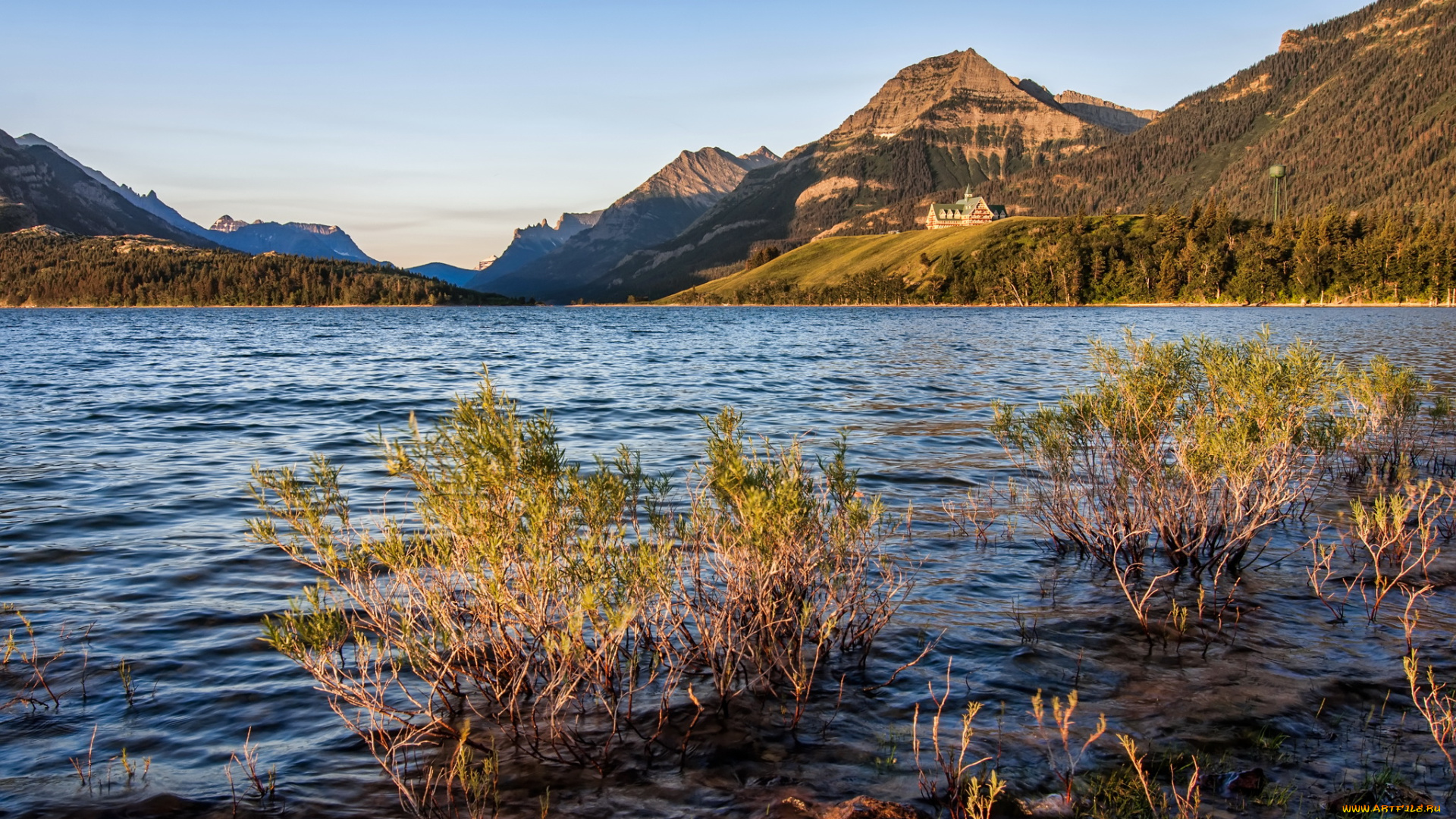 waterton, lakes, national, park, природа, реки, озера, горы, озеро